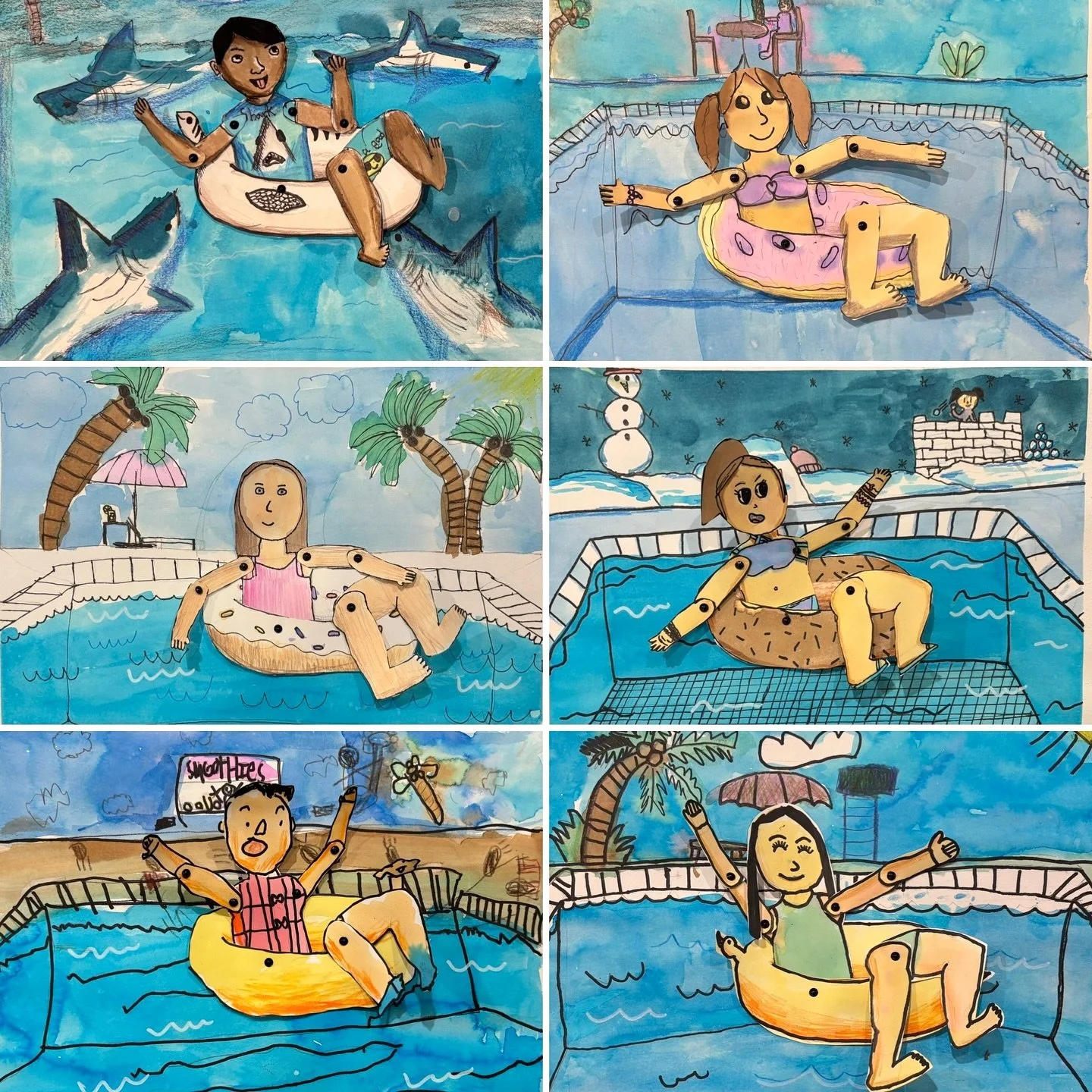 It was another fun day at March Break art camp today! After all our travels early in the week, our &ldquo;Artventure&rdquo; campers took the day off to relax on a floaty. For this project, we created posable #splitpin #selfportraits on a floaty, and 