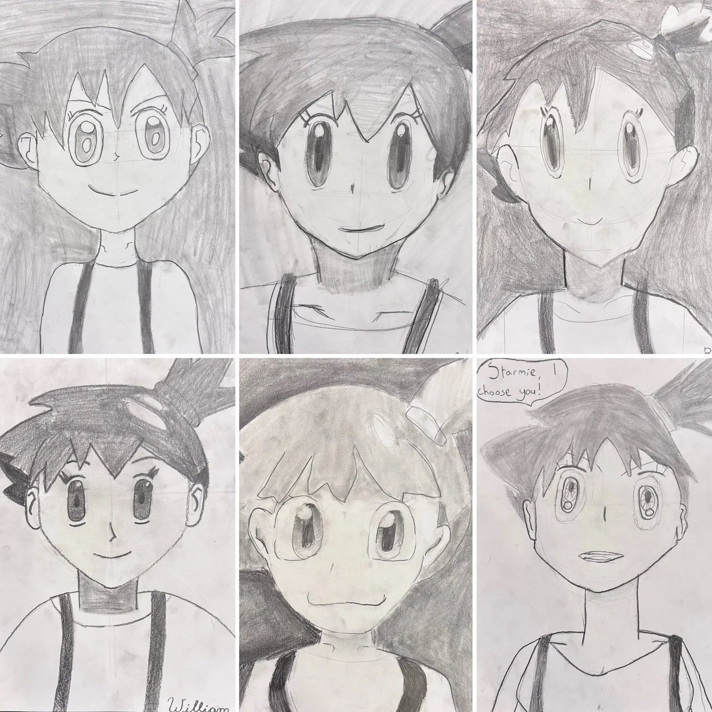 Misty, aka Kasumi, is a character in the Pokemon franchise. On Monday, our #AnimeandMangaclass kicked off the spring term by drawing Misty portraits. This was a great opportunity to learn the basics of classic anime facial proportions! These pencil s