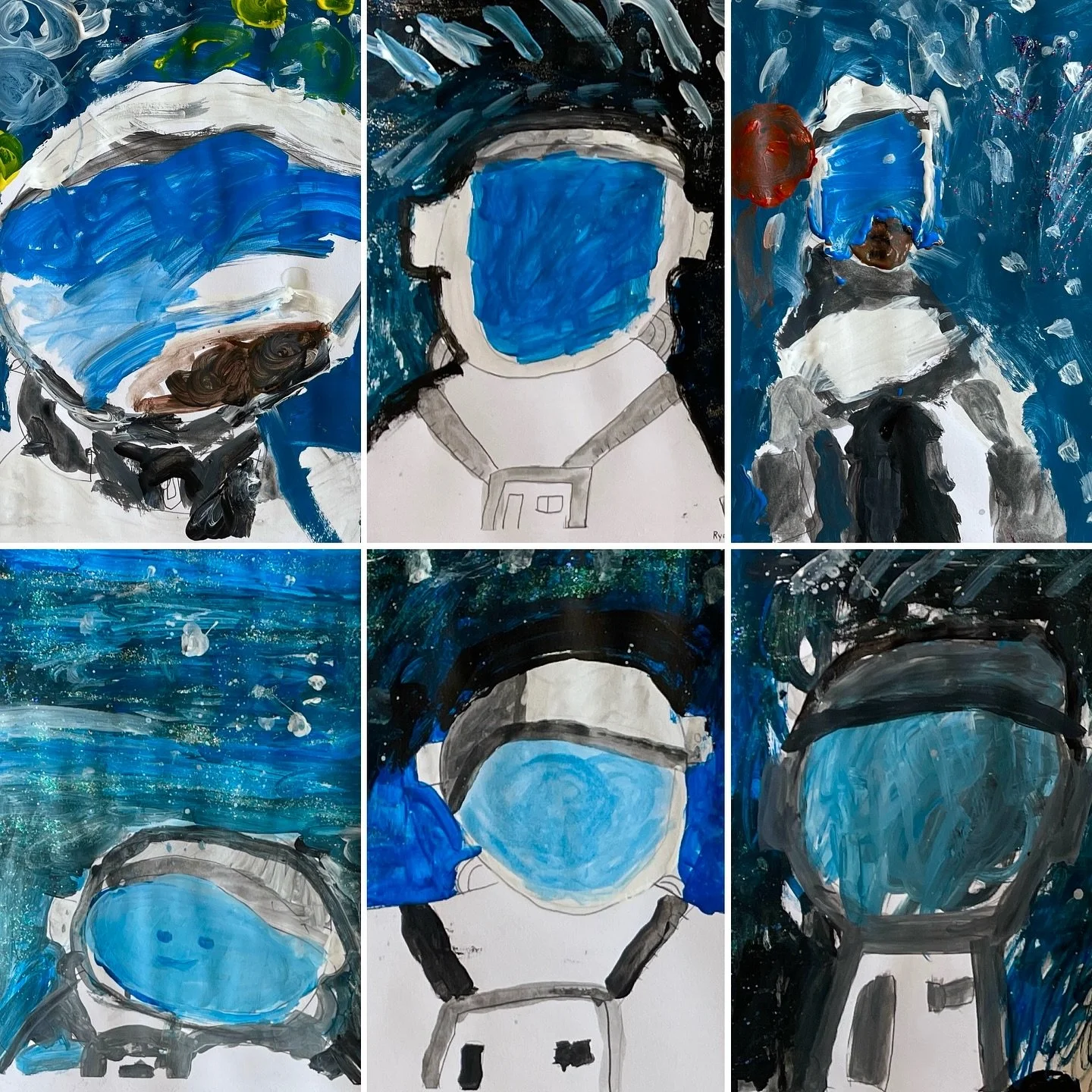 Yesterday marked #splashdown for the #Artemis2 mission. Artemis 2 was the first crewed flight beyond low Earth orbit since Apollo 17 in 1972, and included a Canadian astronaut in its crew of 4. Today, our #StartWithArt #kindergartenart classes were i