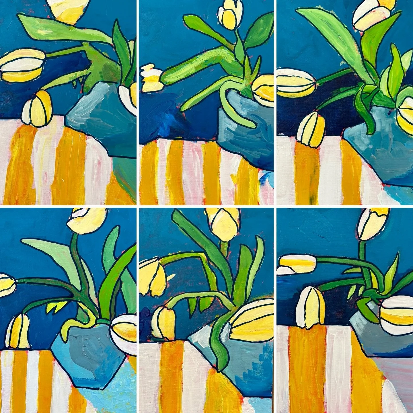 It&rsquo;s finally spring and the tulips are blooming! Today our Grade 1-3 #ArtExplorations class was inspired by spring blossoms and the work of artist Mary Benson . We used acrylic paint over a red toned canvas to create these stunning tulip still 