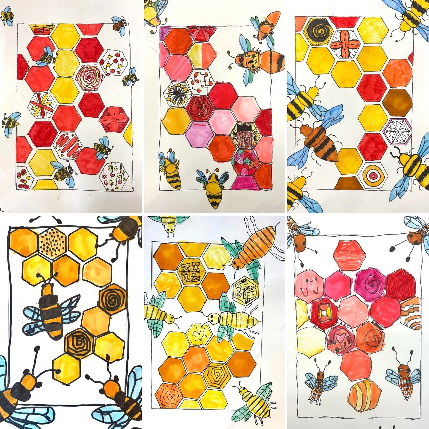 #Didyouknow that honeycomb is a special hexagonal structure made by honey bees using wax? Bees use these hexagonal rooms in their nests to store honey and pollen. This week, our art programs at #JohnFisherPS and #JohnWanlessPS put the finishing touch