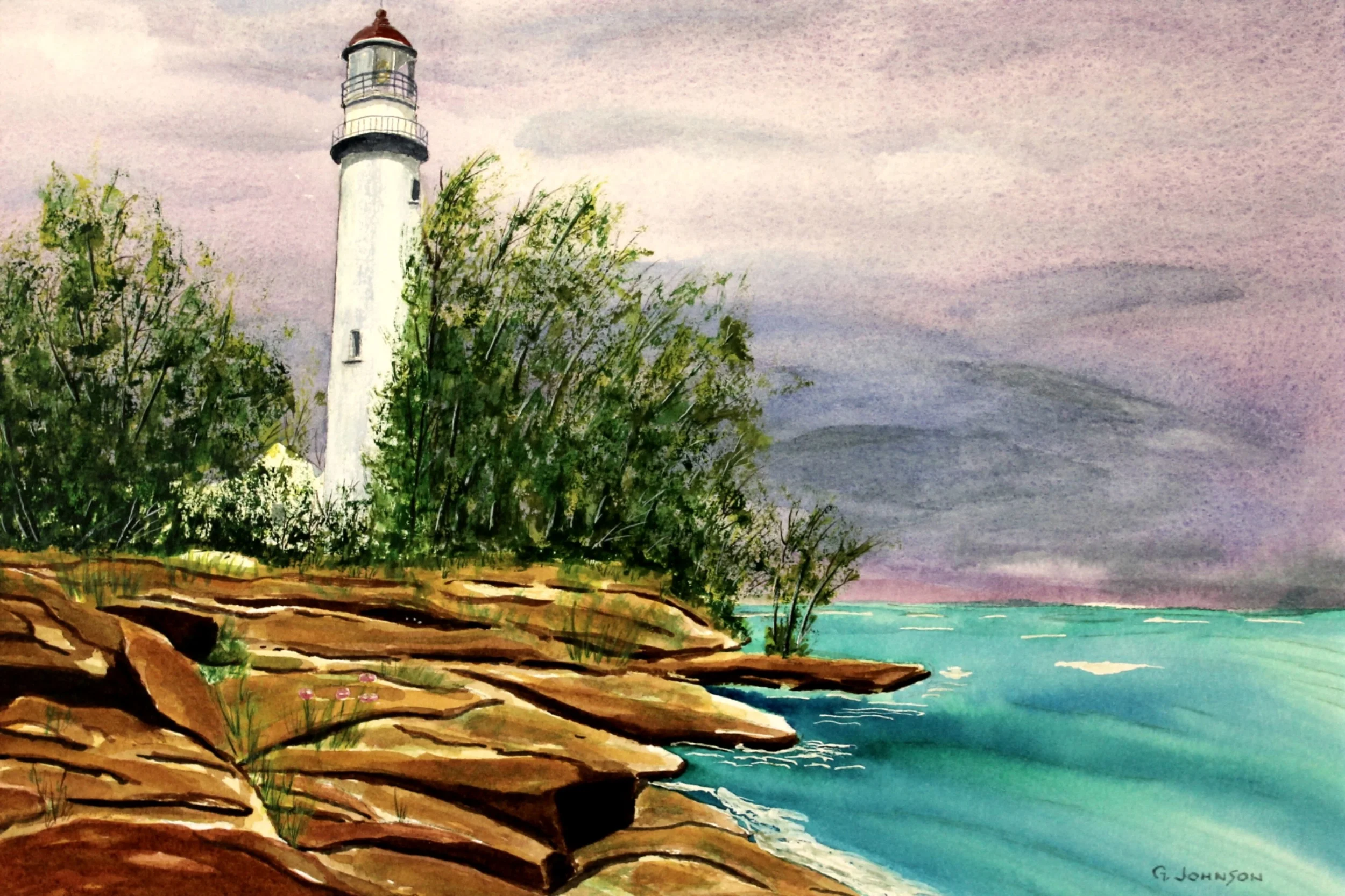 Lake Michigan Lighthouse. Image size 10 X 13. Framed out at 16 X 19. Cost framed is $500. Unframed cost is $450. 
