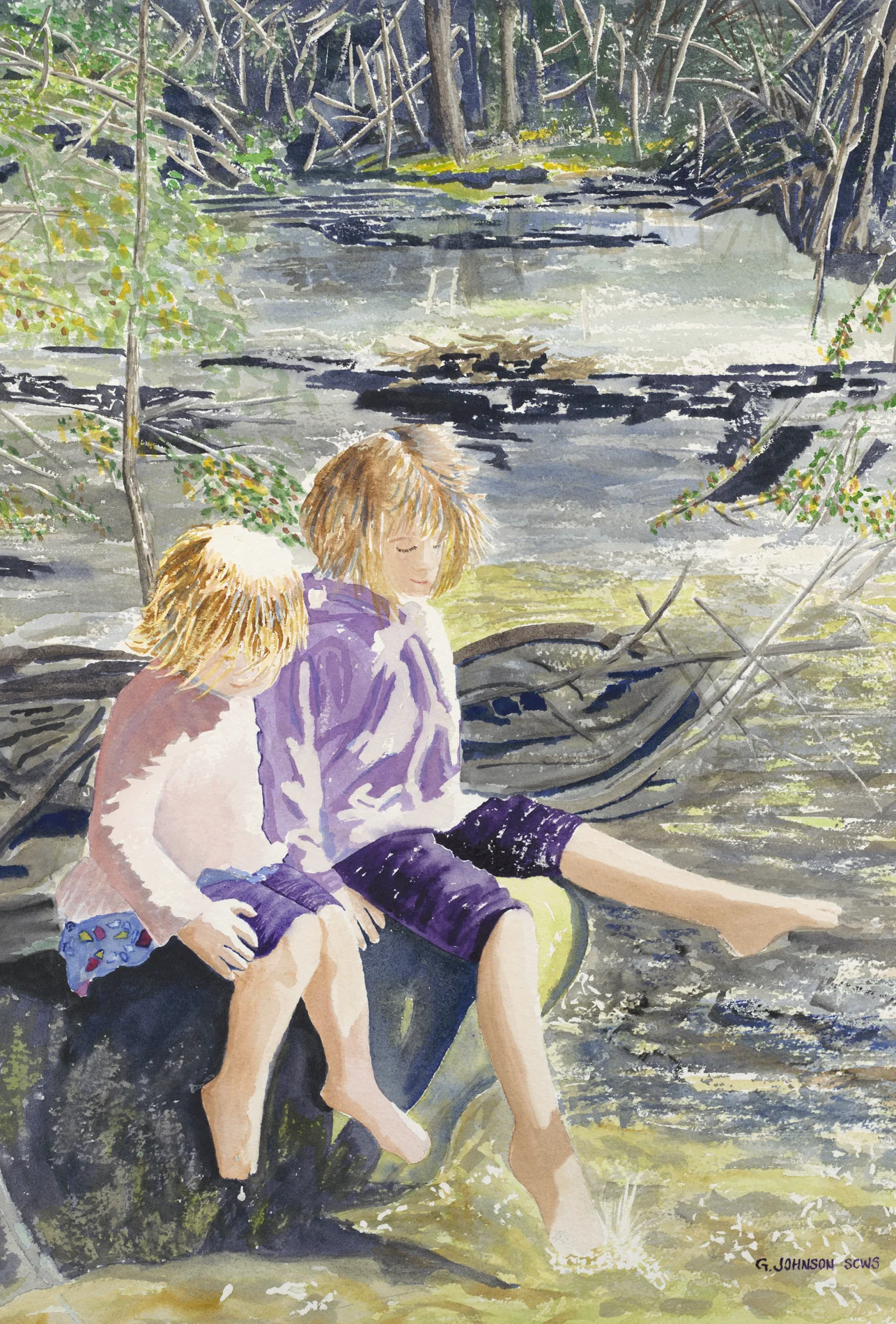 A day in the Park. Original Sold. Scene from Gulley Park, Fayetteville, AR. Reproductions available.