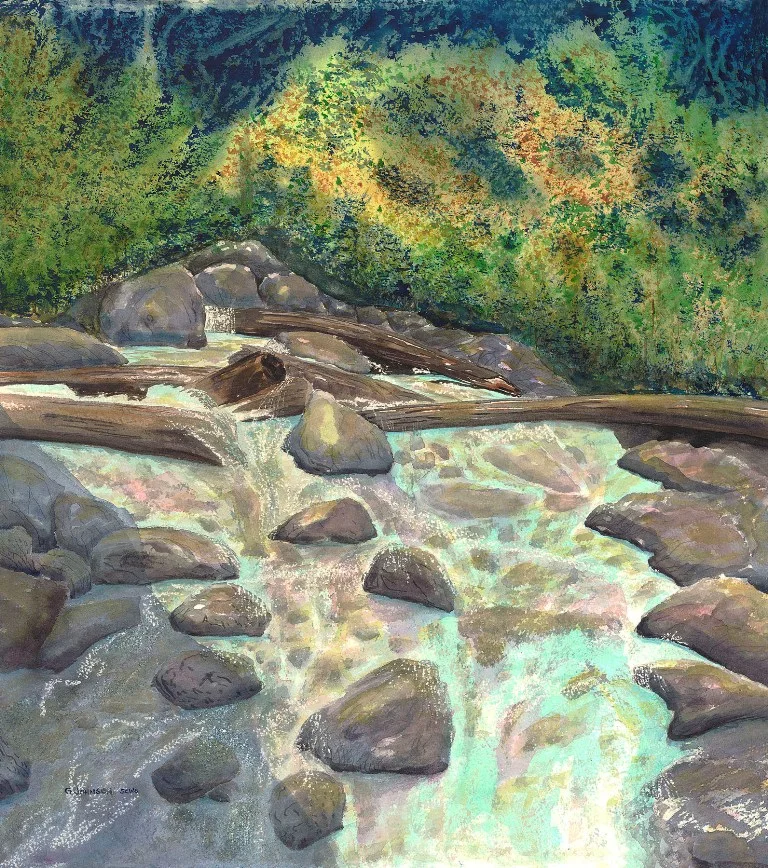 Shannon Creek, British Columbia. Watercolor. Original and reproductions available.