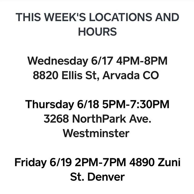 Swipe to see details through Sunday! Hopefully we are coming to a hood near you 💜 thanks for keeping this lil truck going! 🚌🥰
.
.
.

#glutenfree #dairyfree #cleaneating #100%fruit #vegan #bananas  #denver #303 #5280 #denverfoodtrucks #denvereats #