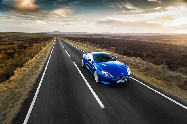 Aston Martin DB9 Wales Road Sunset Richard Pardon Automotive Photographer Car Magazine Cobalt Blue.jpg