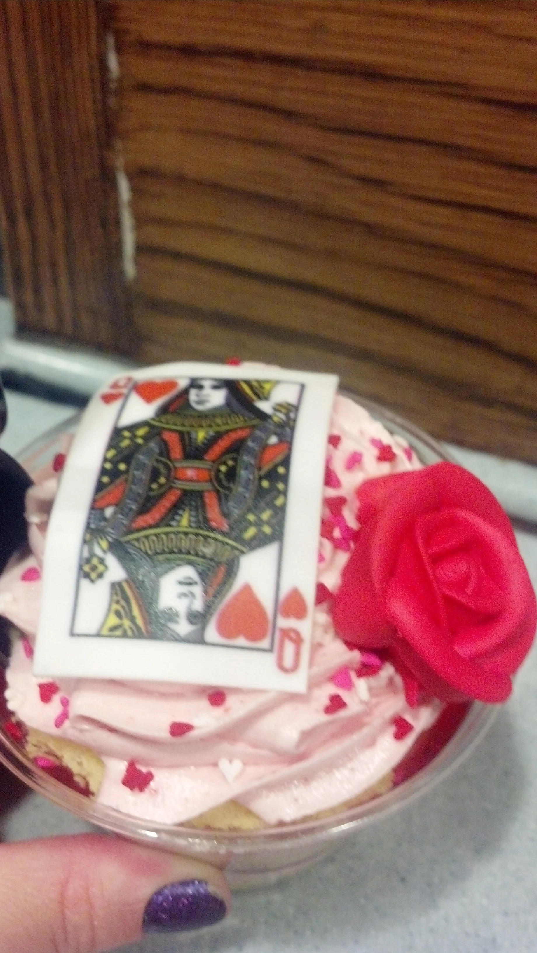 Queen of Hearts strawberry layered cupcake from Cheshire Cat available year round