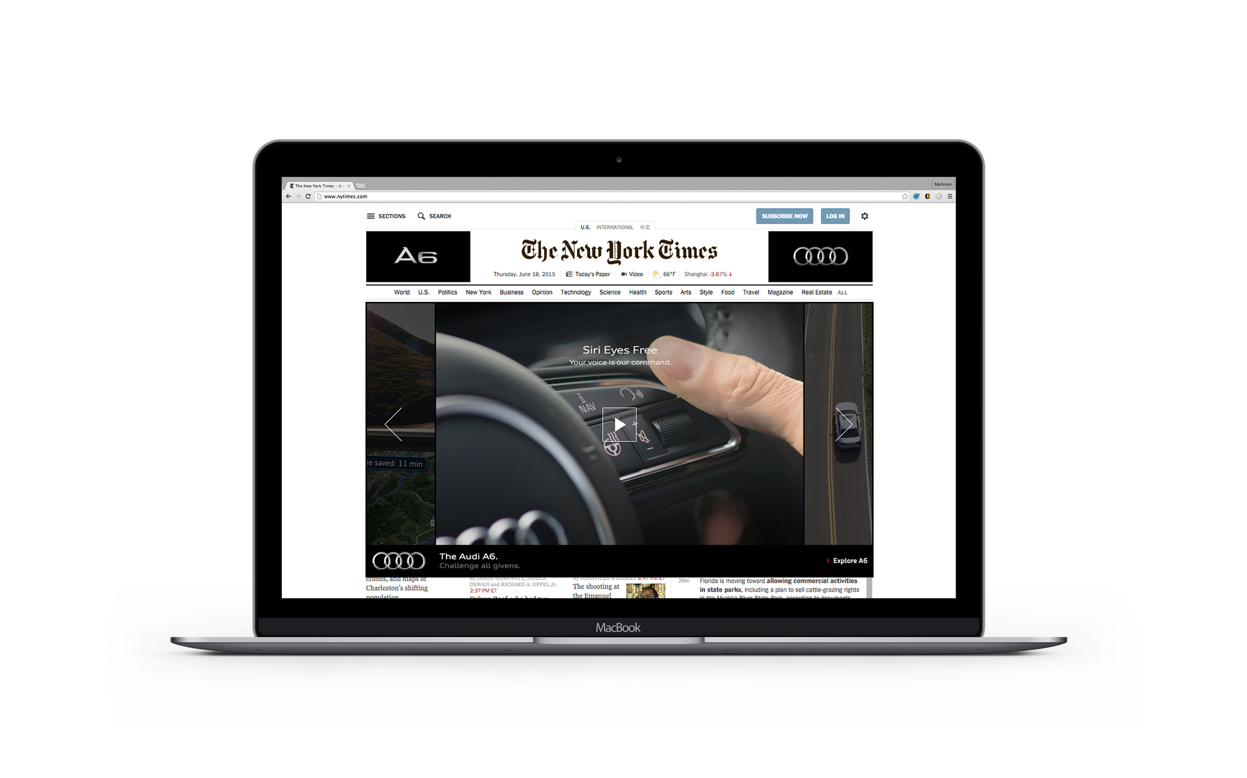  New York Times homepage takeover, expanded state.&nbsp; 