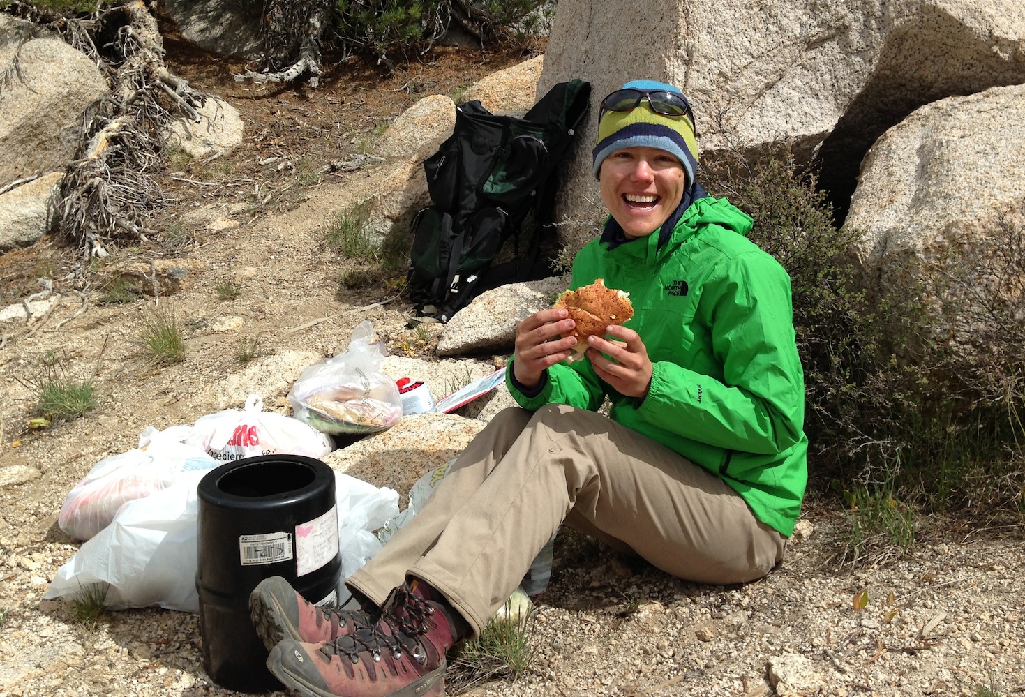 JMT: Briana enjoying her sandwich courtesy of Strider