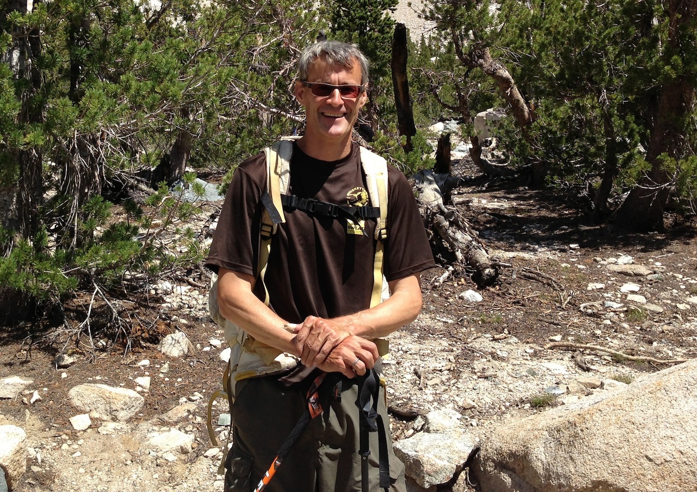 JMT nobo: Craig relaxes after he's done hiking by climbing peaks along the trail