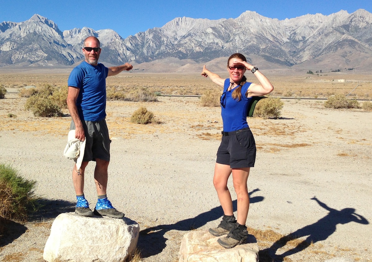 Don and Karin from New England at the Base Camp before heading back to where they are pointing. Don is doing the JMT yoyo!!