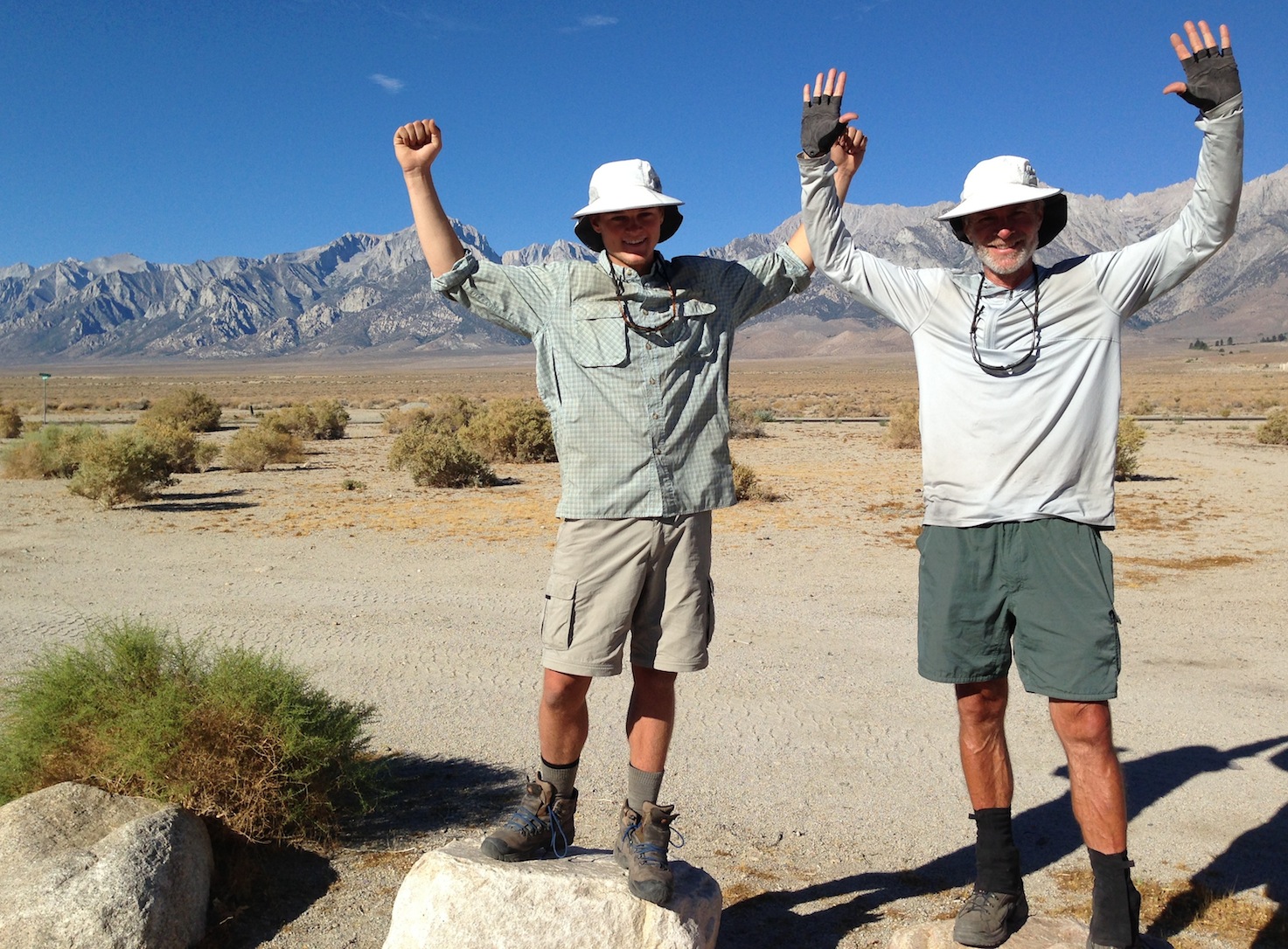 Dad Hunter and son Isaac at the Base Camp before hitting the trail to finish the JMT and summit Mt. Whitney