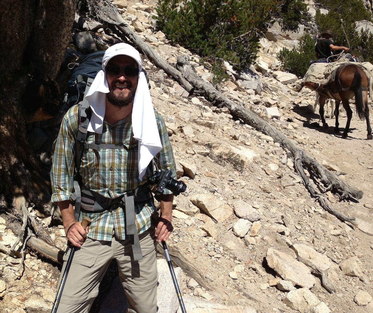 NOBO JMT hiker Sean from Huntington Beach on his way over KP on Sept. 1. What a way to spend Labor Day!