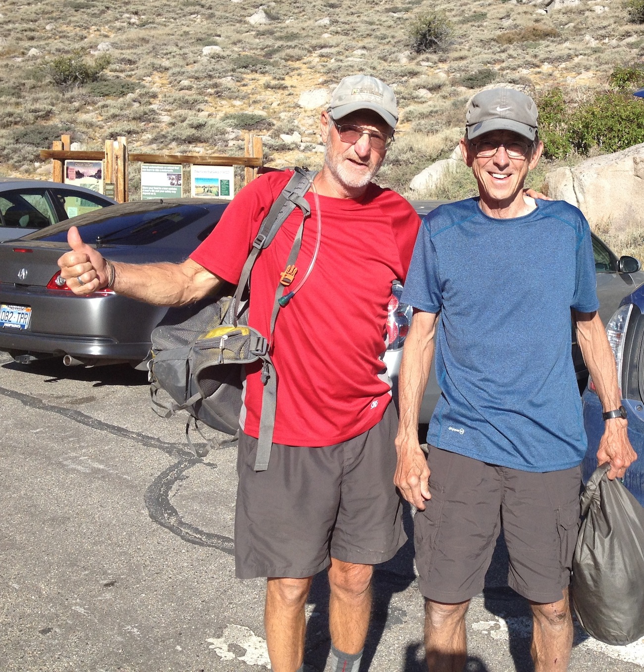 Dick and Larry from Reno on their way back up Kearsarge Pass and then on to Mt. Whitney. If they get bored they will bag a few more peaks along the way.