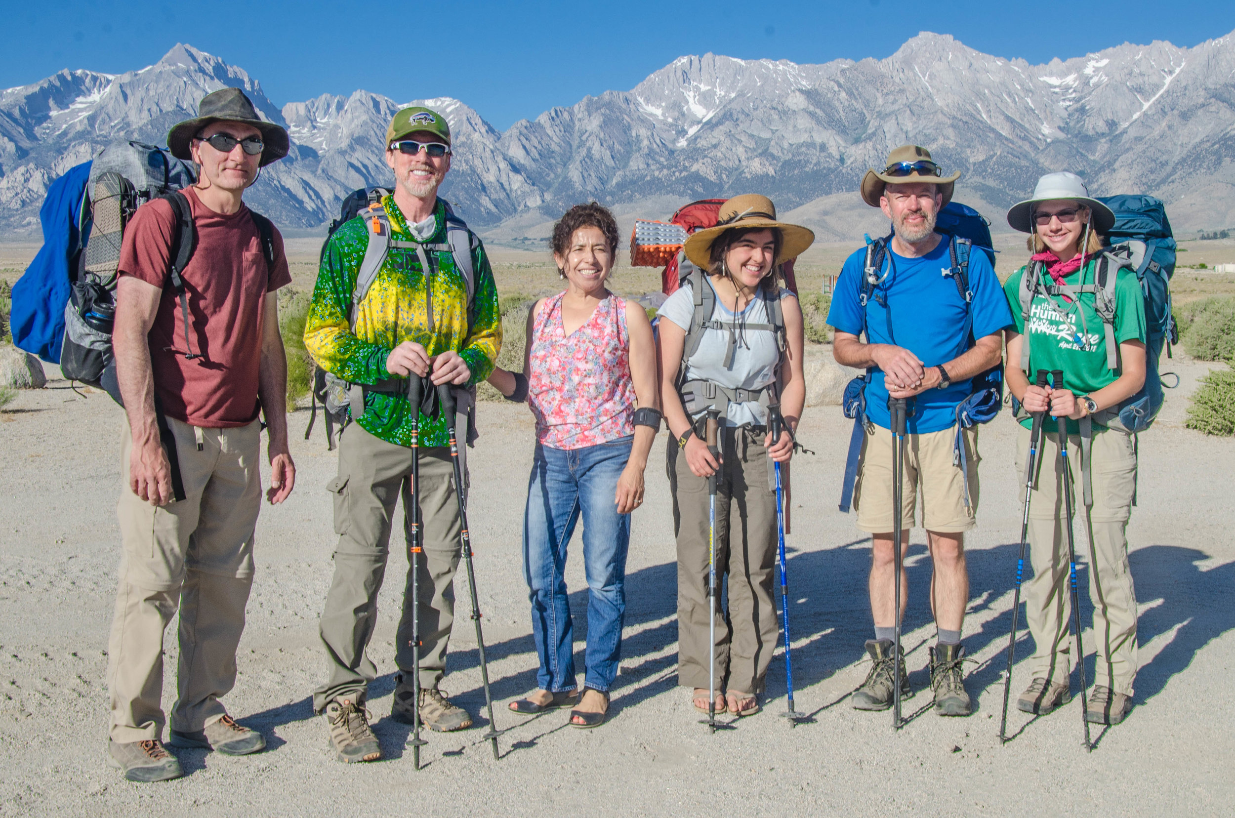 Northbound JMT hikers: Mike,Michael, Erika, Jeffery, and Rachel