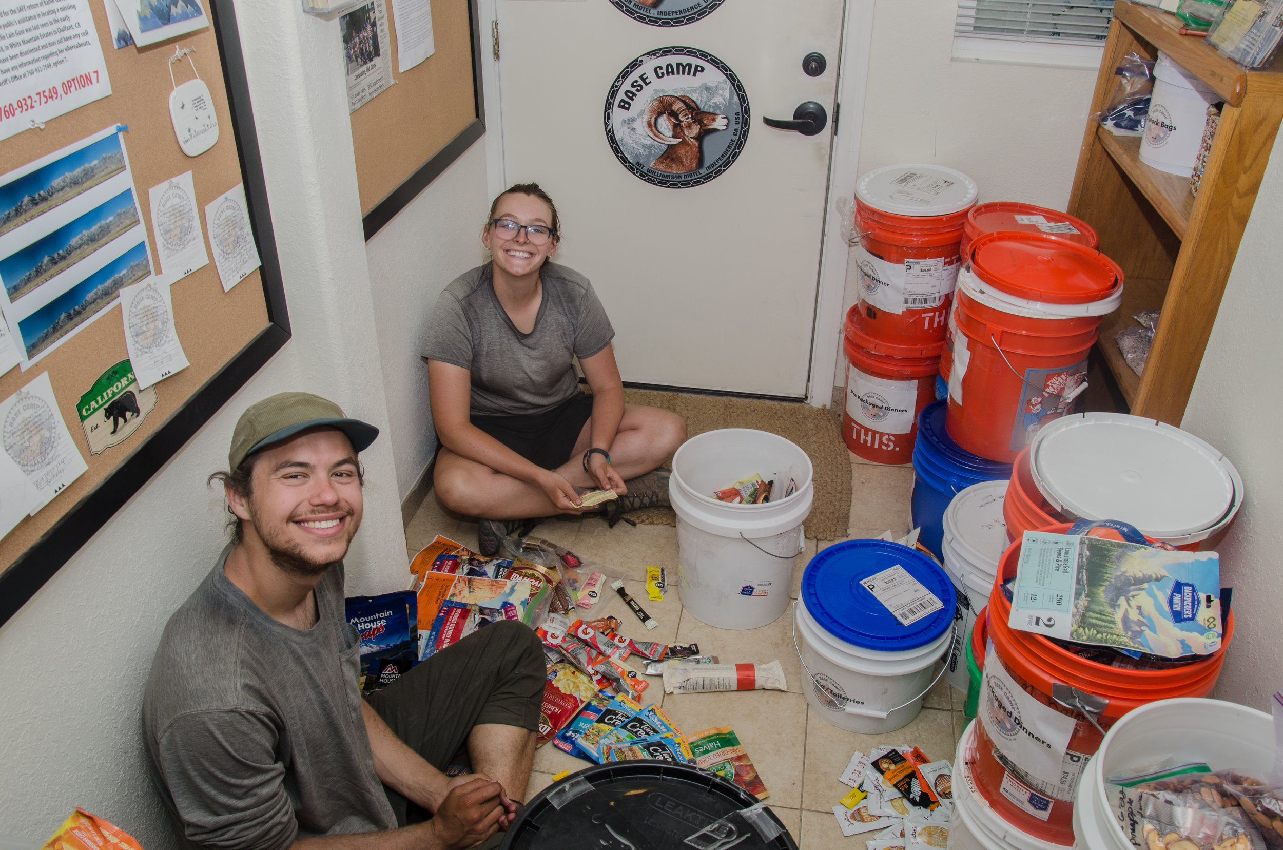 JMT Hikers Andrew and Grace raid our free hiker bins