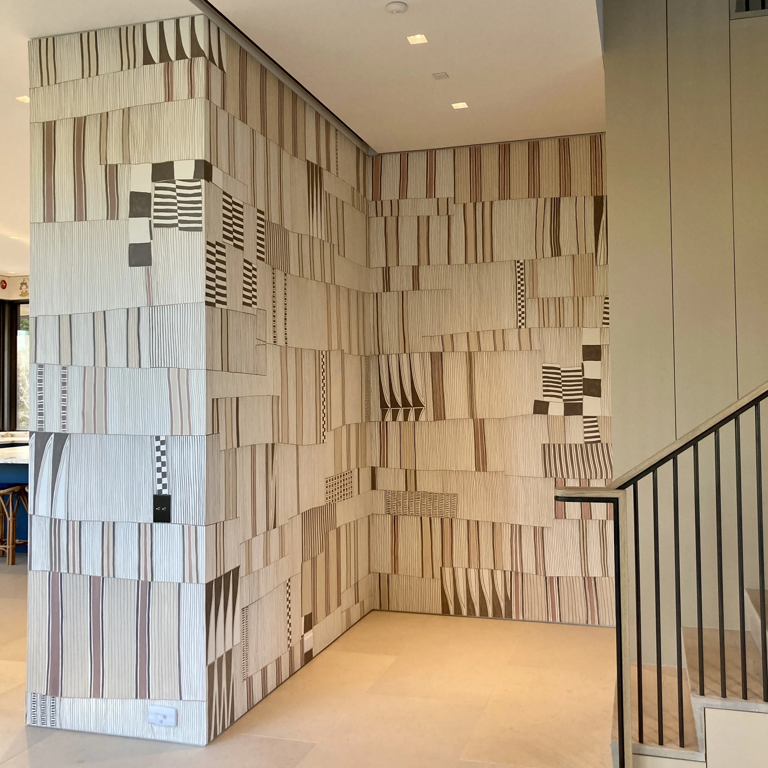 Bespoke hand painted pattern based on a quilt pattern, Southampton, NY