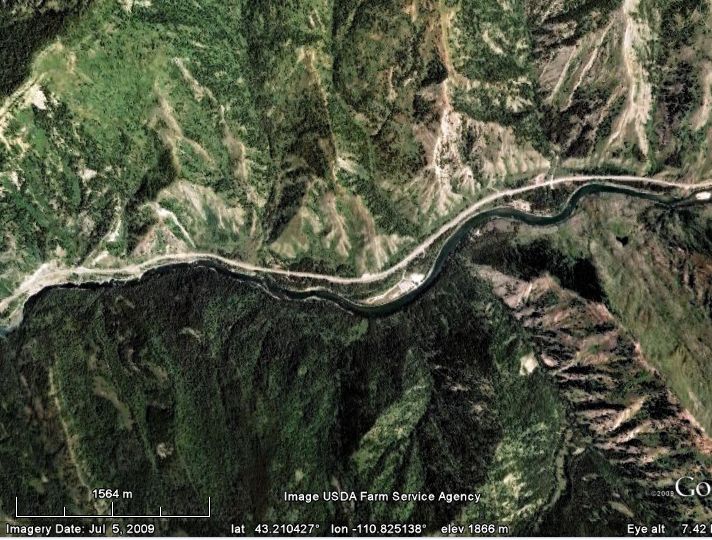 Braided river meets mountain gorge: The Snake River escapes Jackson Hole