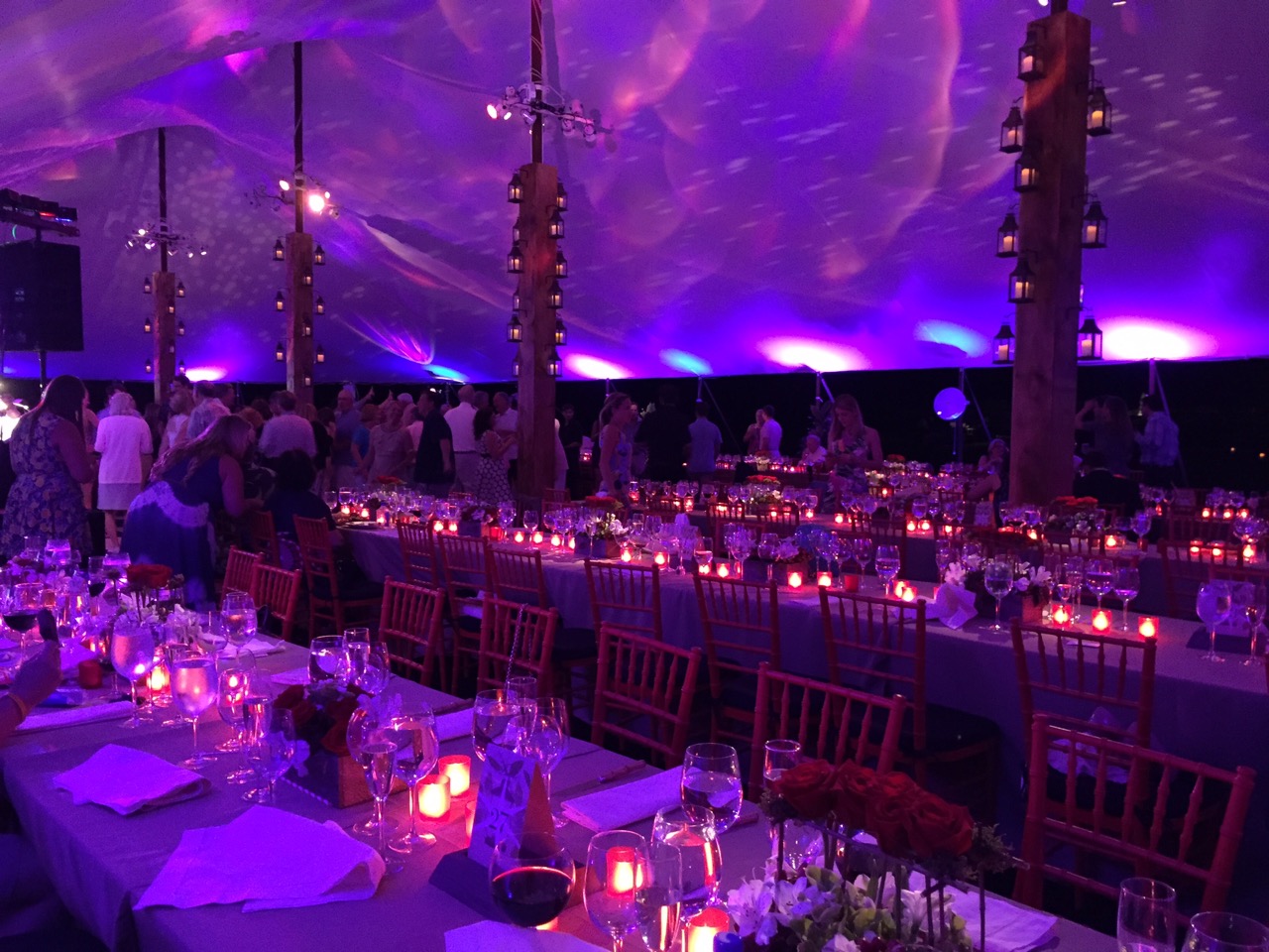 Programmed LED lighting allowed us to change the room color as the sky darkened for an ever-changing lighting effect