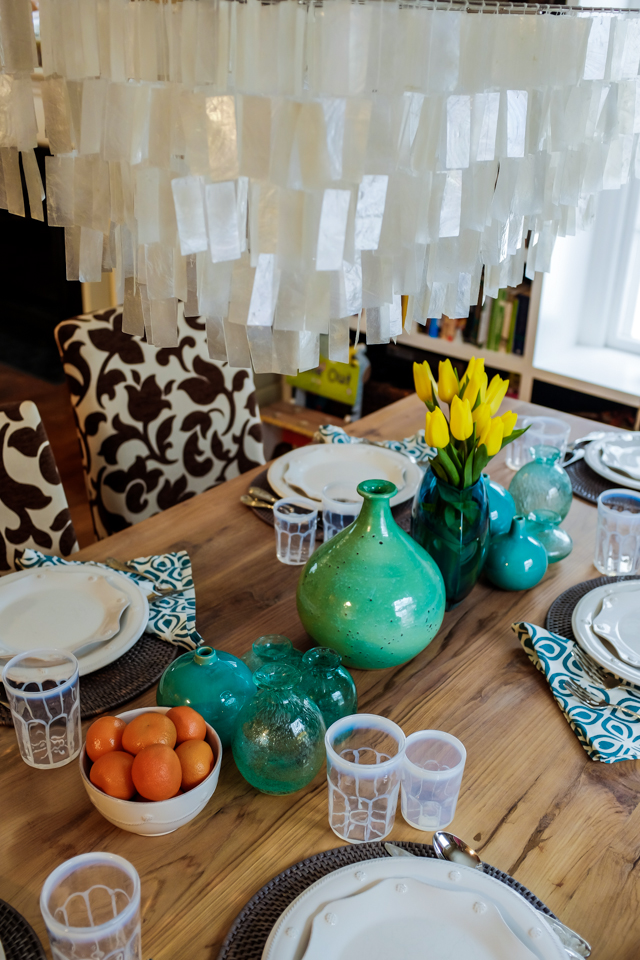 Pretty pops of color bring their farm table to life. 