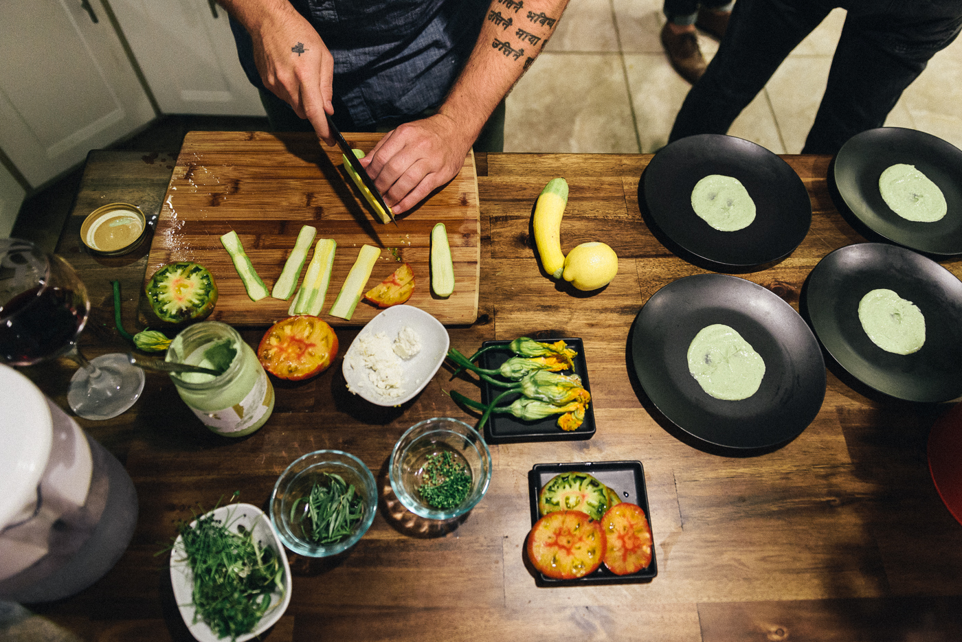 Stuffed zucchini blossoms were on the menu at our special Bar R photo shoot, which Ramsey prepares here in his kitchen.
