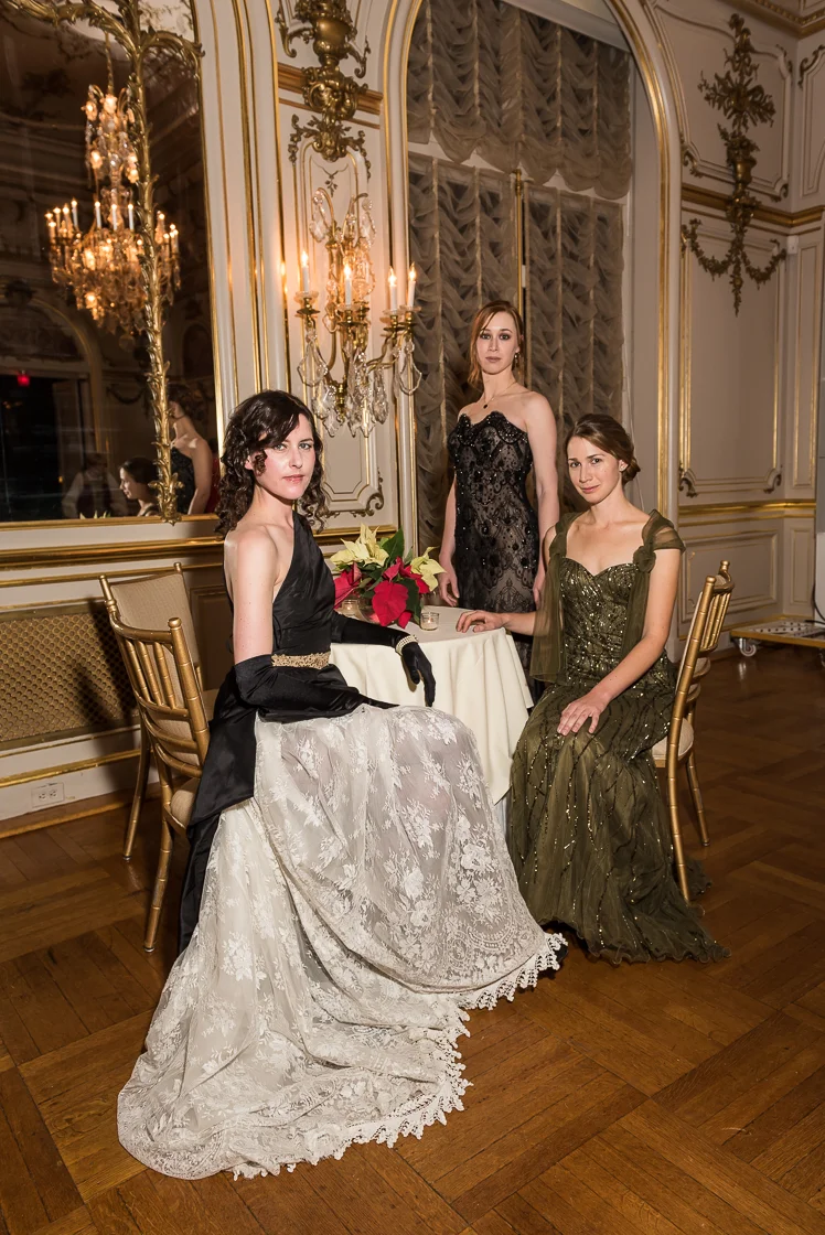 Countess Anja von Kalinowski, Vasilissa Derugina, and Predislava Derugina (left, right, center) show off their beaded gowns at the annual Russian Ball on January 10. Predislava stood in as chairwoman for the evening. 