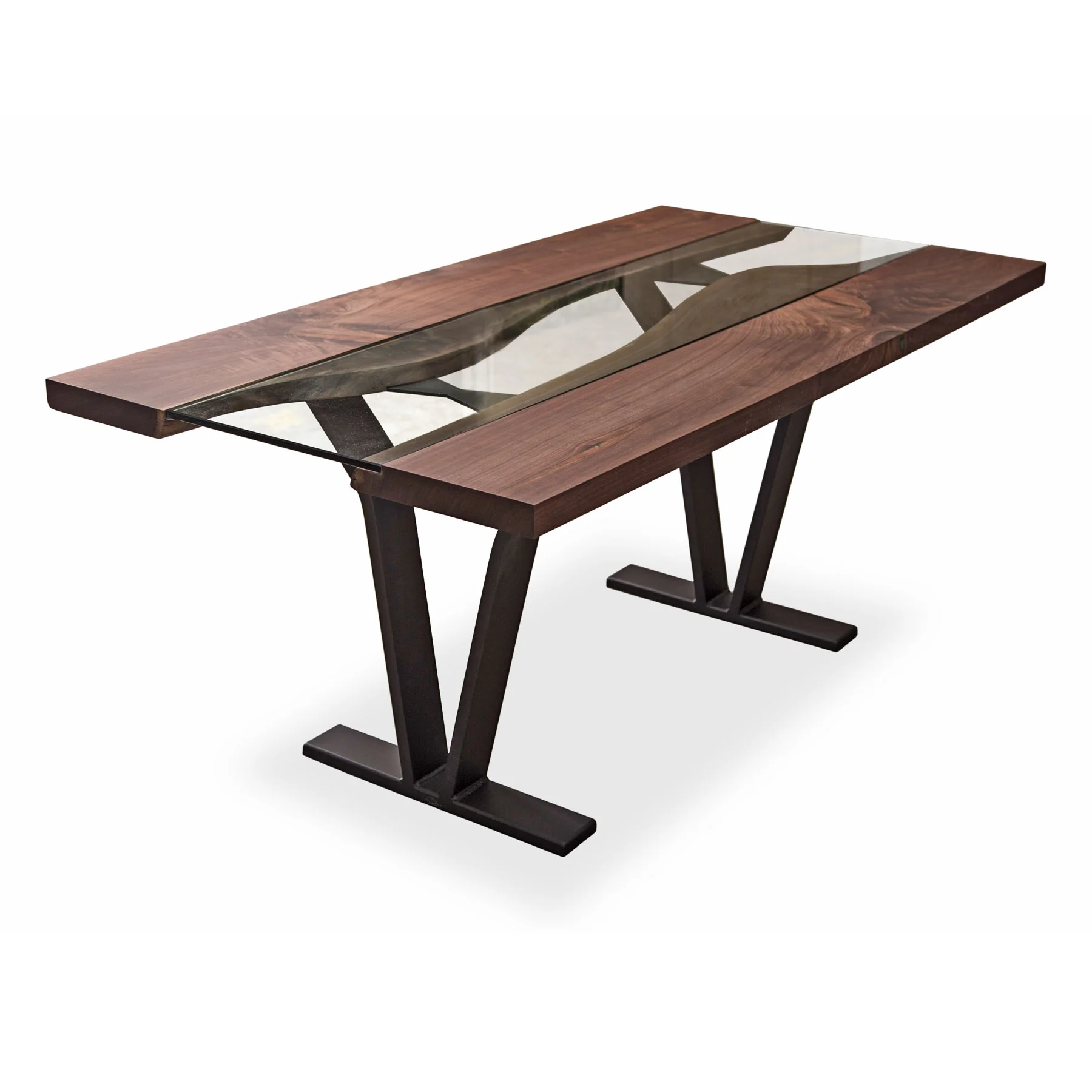 Colorado Live Edge Maple and Glass Dining Table