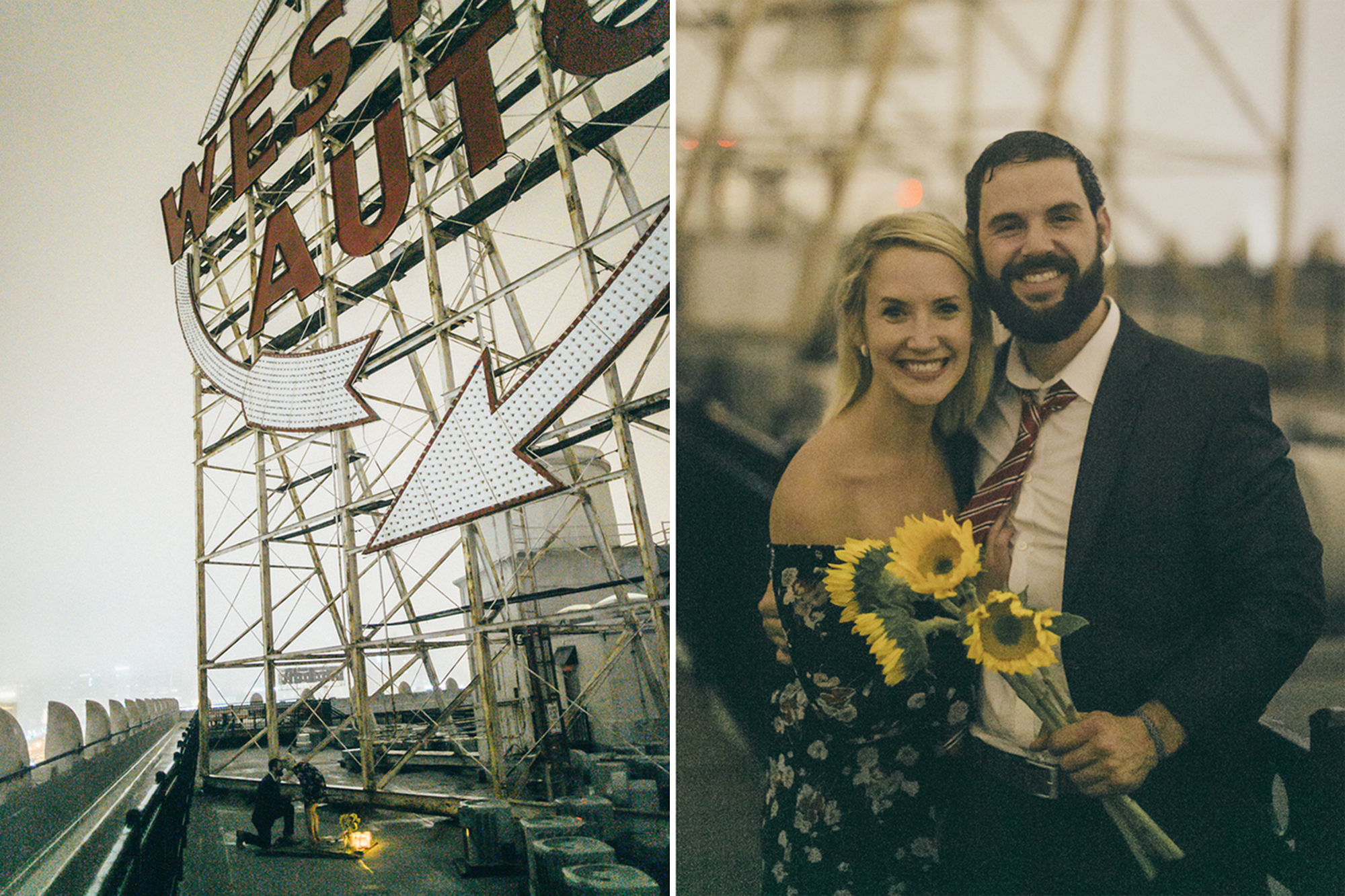 Western Auto Building Rooftop Engagement Proposal Kansas City Wedding Photographer