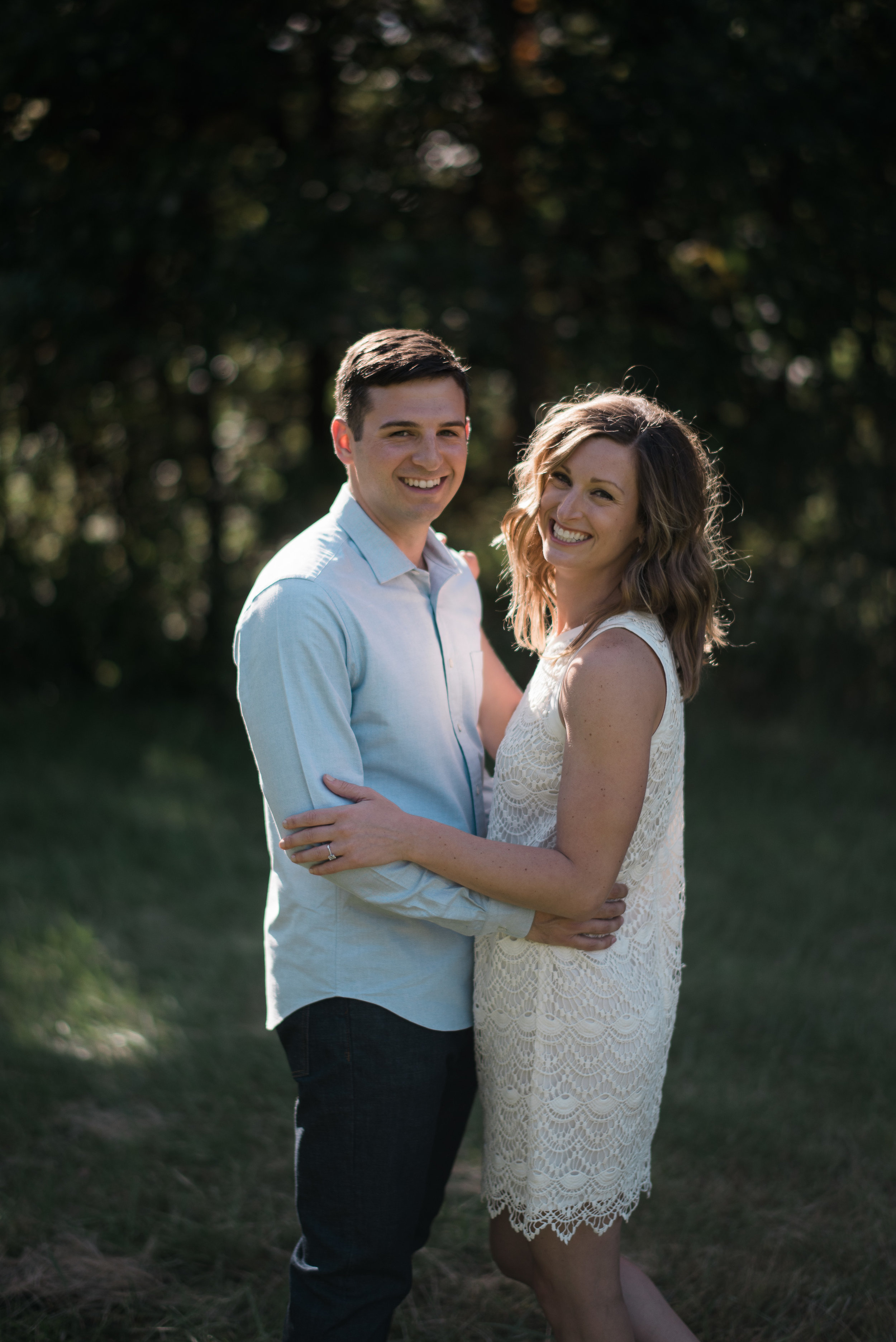 Wooded forest engagement portrait session in Kansas City.