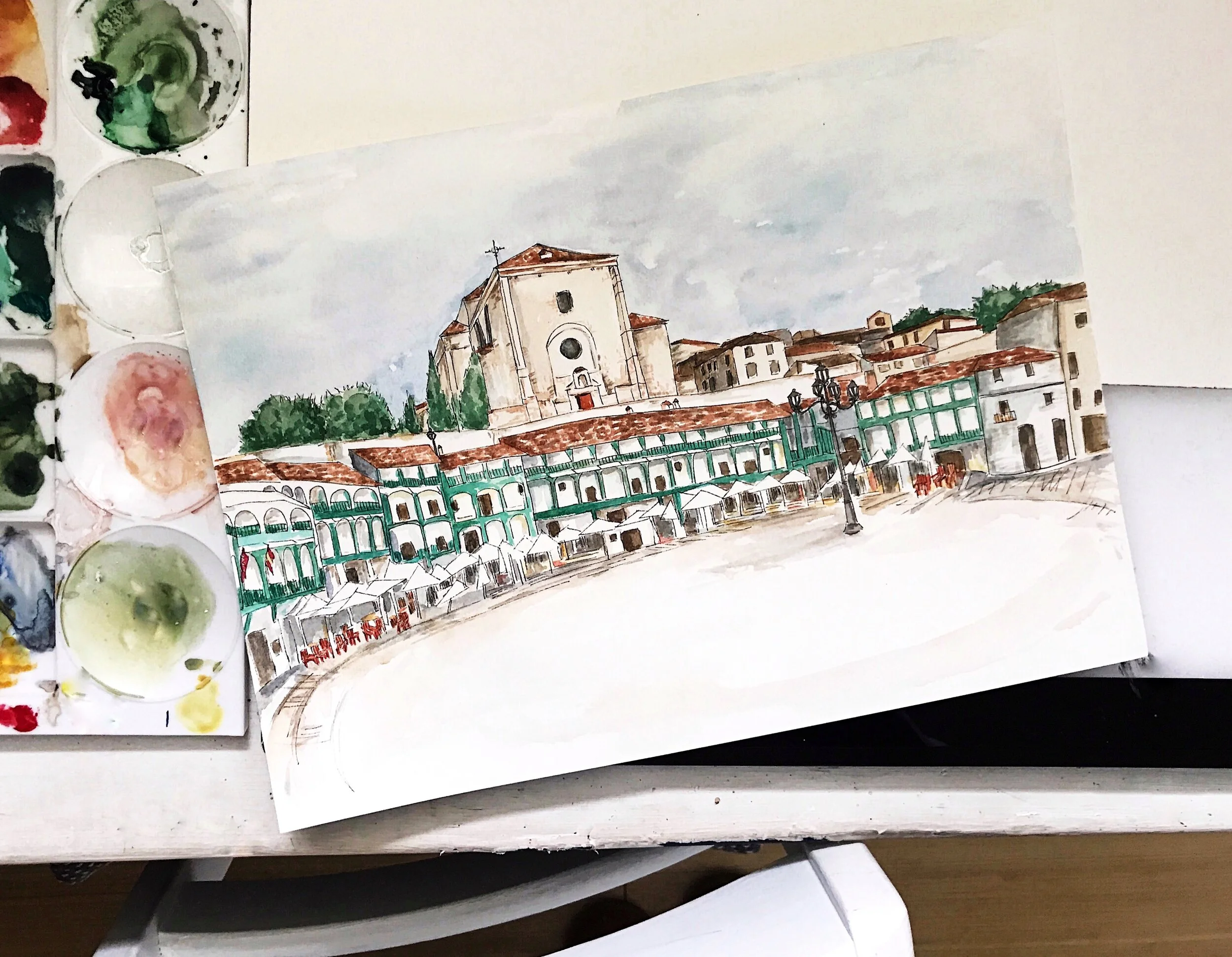 10x14 watercolor - Madrid, Spain