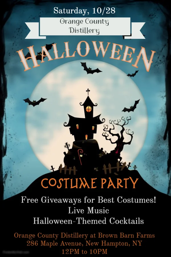 Celebrate Halloweeen with us this Saturday night at Brown Barn Farms! We'll be giving away free cocktails, bottles and other goodies to Best Costume winners, as voted on by our staff. We'll also have live music by Nick Morizzo and Halloween-Themed Cocktails! Don't feel like dressing up? No worries, you don't have to be dressed up to visit us. We're always open to the public.