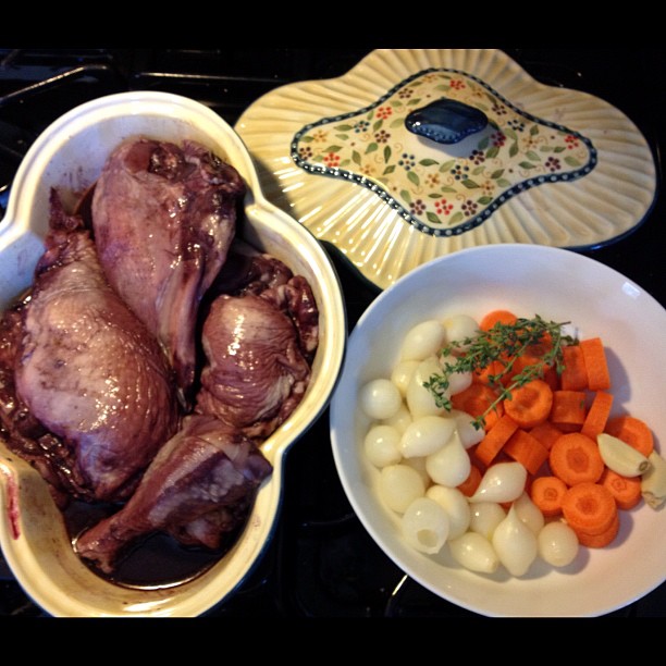 Prepping the Coq au Vin