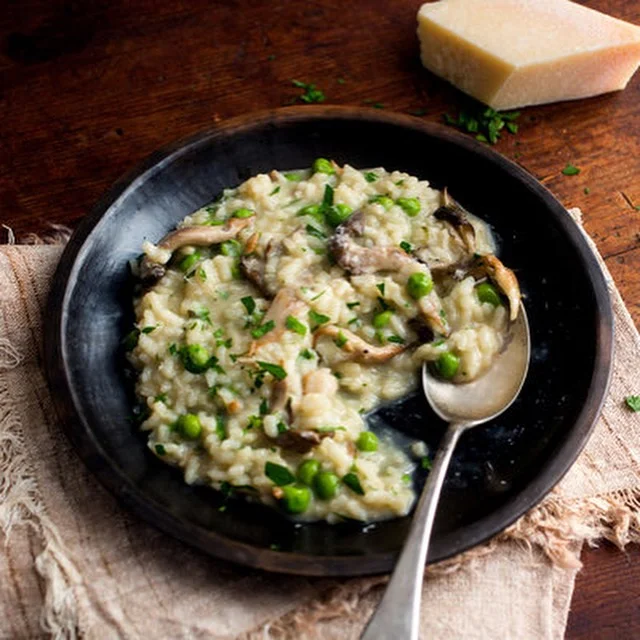 Fresh Pea and Mushroom Risotto 