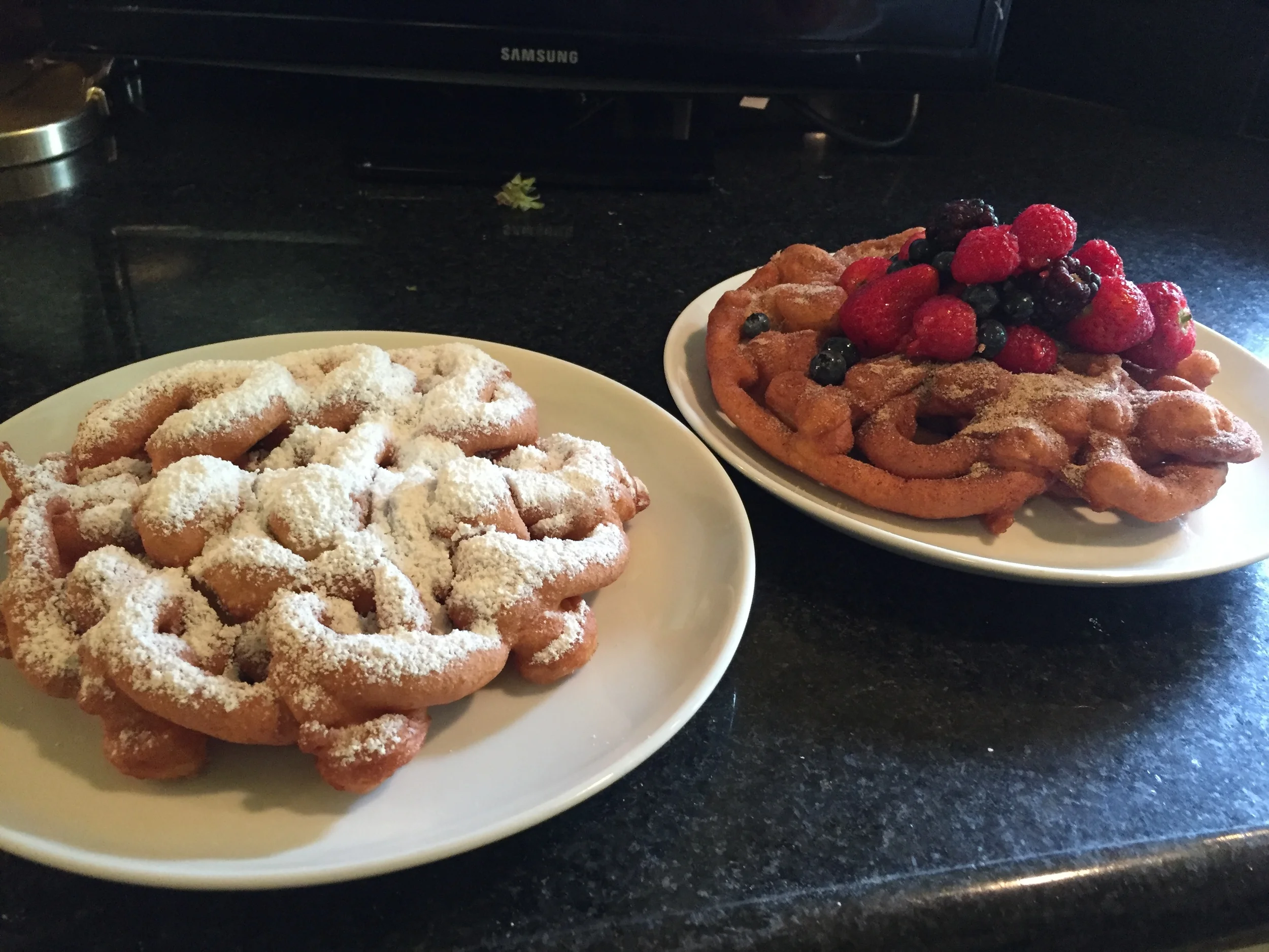 classic powdered sugar or cinnamon sugar with berries
