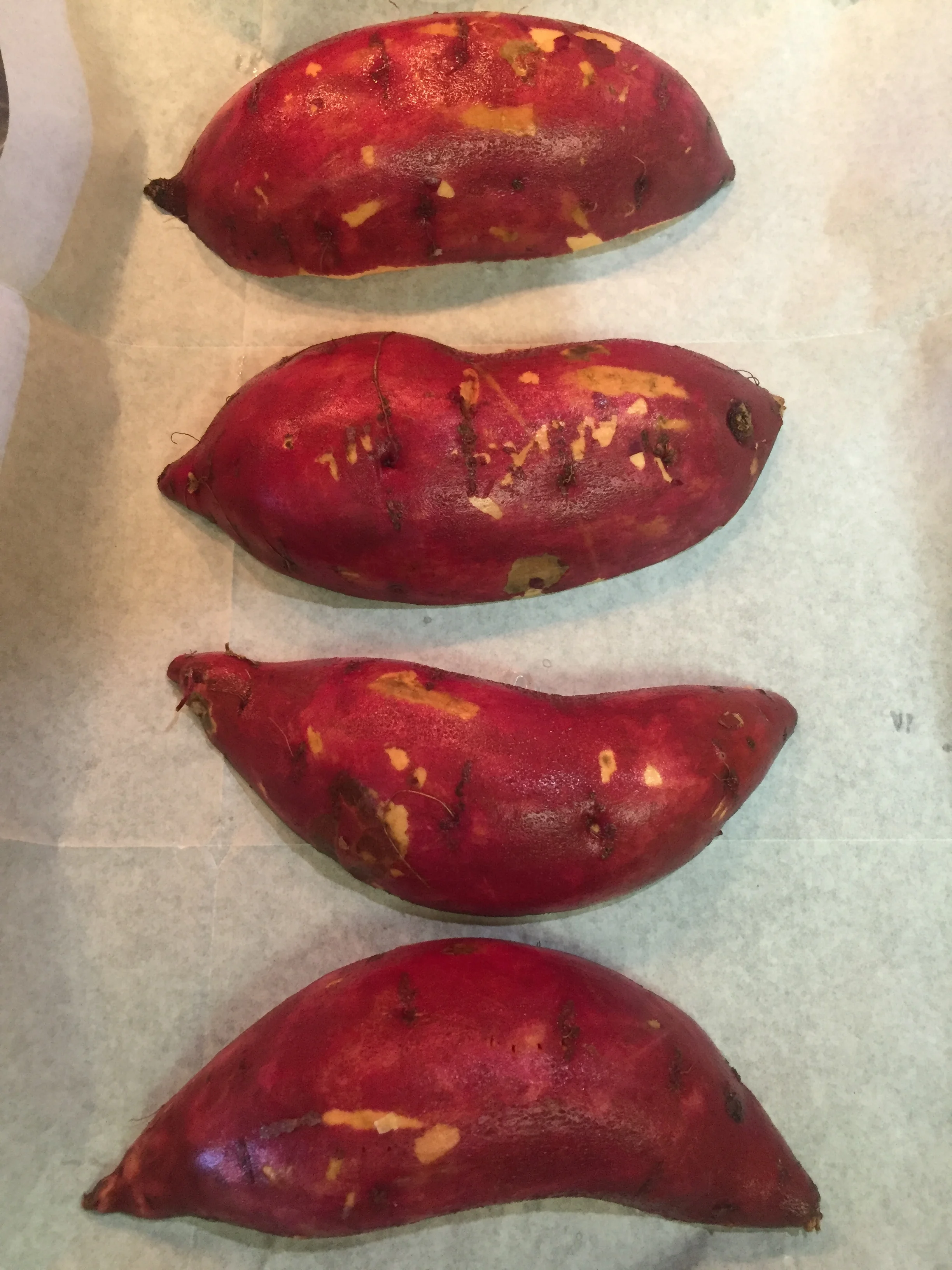 Oklahoma grown sweet potatoes ready for roasting.