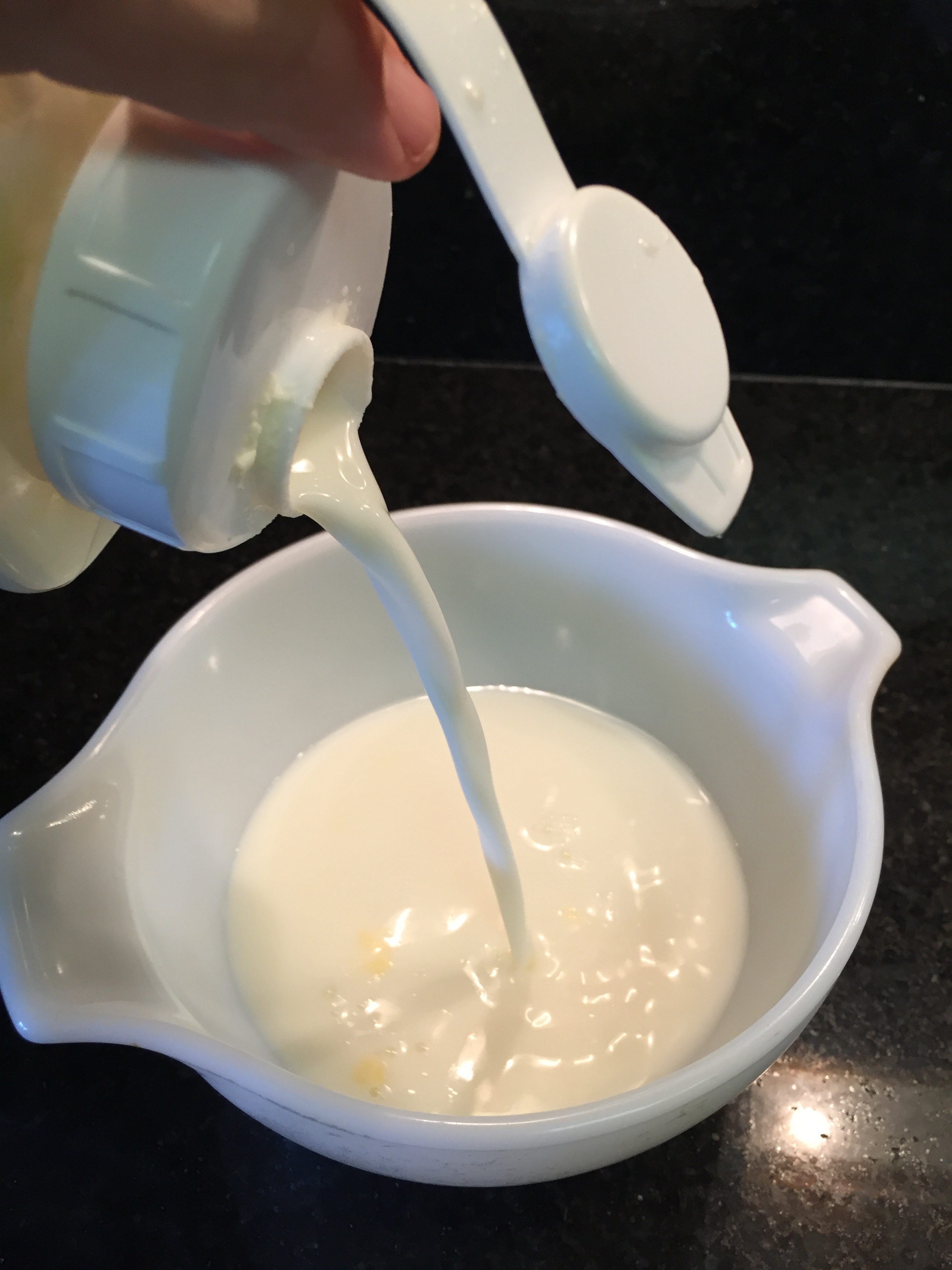 Pouring off the buttermilk