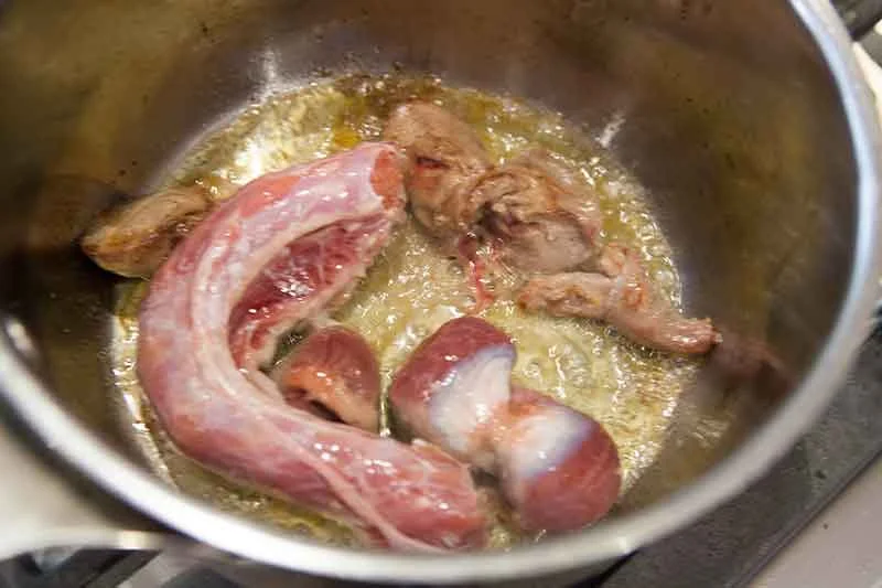 Giblets browning in butter