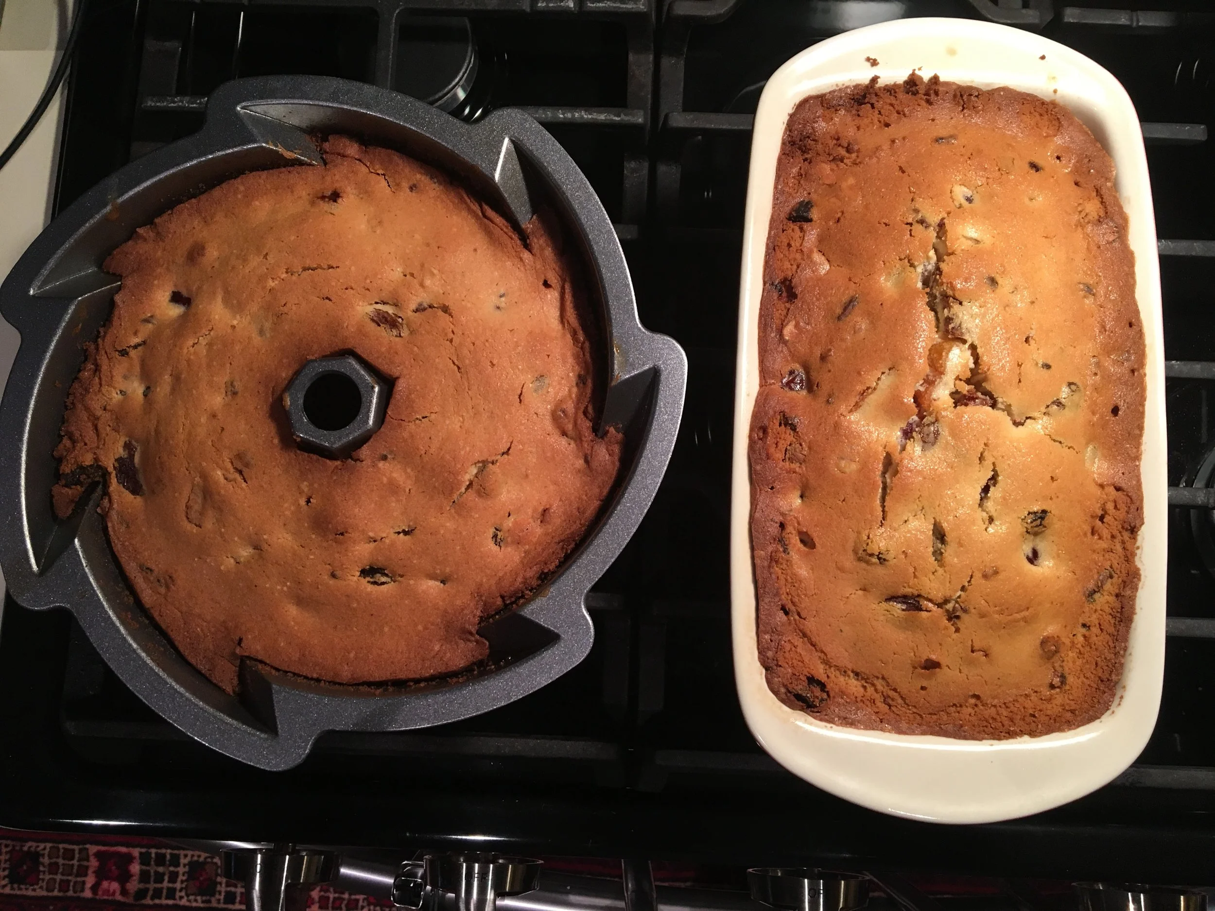 From one recipe I baked a bundt cake and loaf pan. 