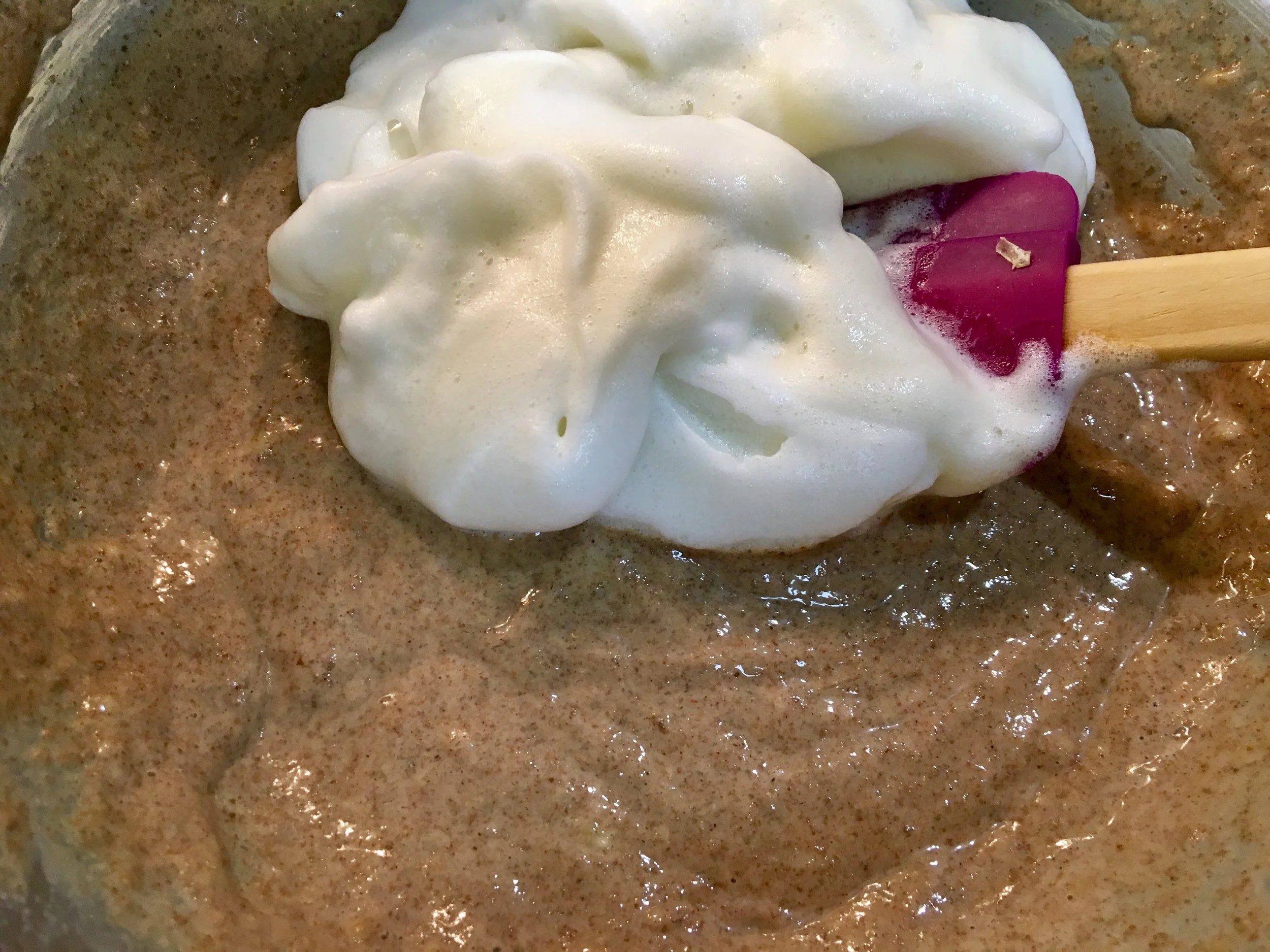 Folding in whipped egg whites 
