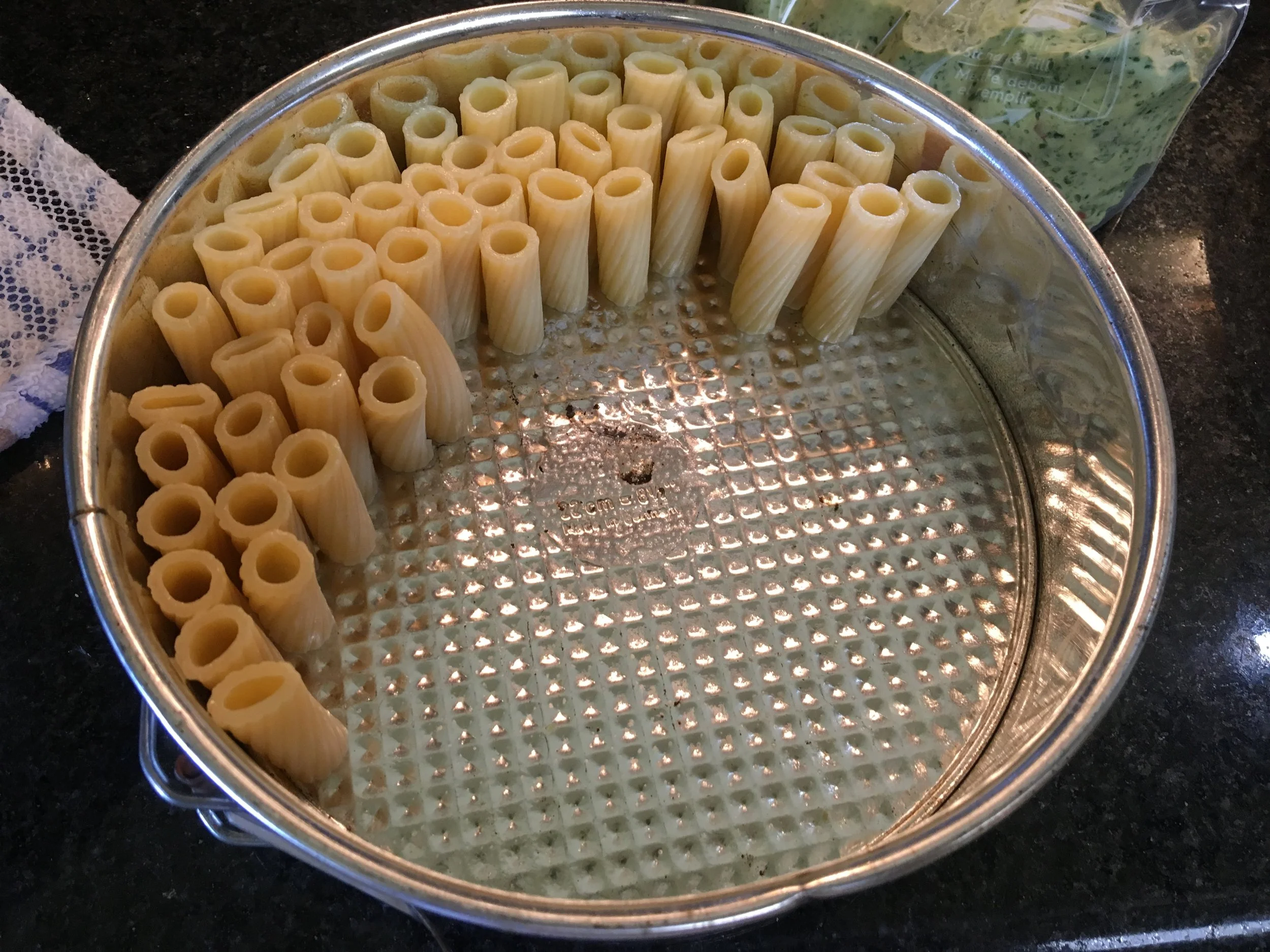 Start stacking the pasta