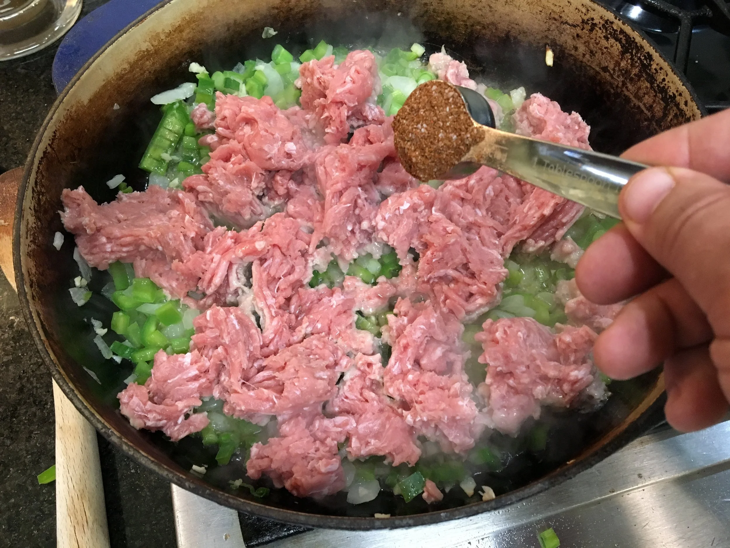 I used ground turkey in this batch... and ALWAYS my Barbacoa Seasoning ! 