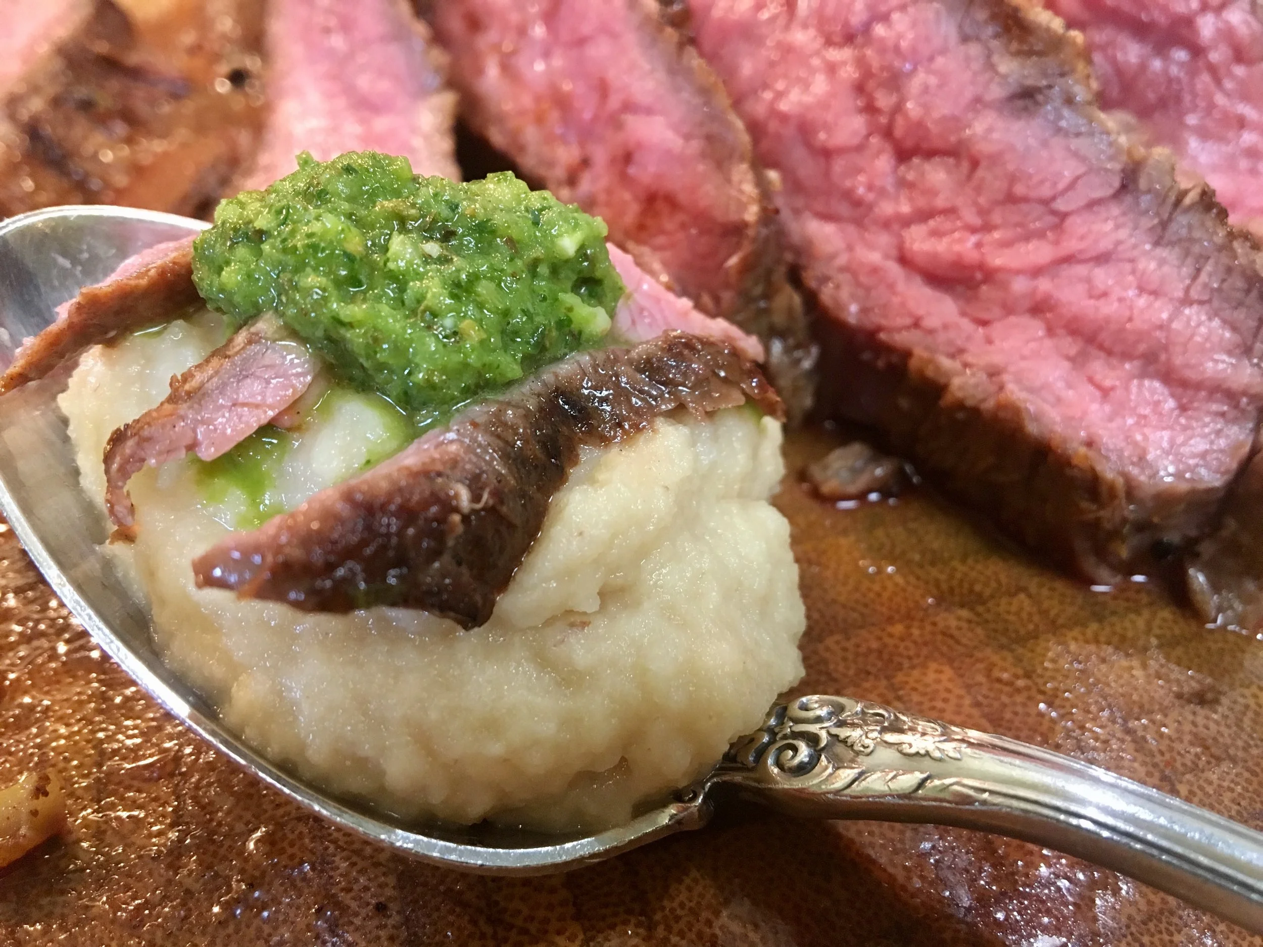 Fantastic as a mashed-potato substitute... even with Grilled Flanks Steak and my Garlic & Green Chimichurri Sauce