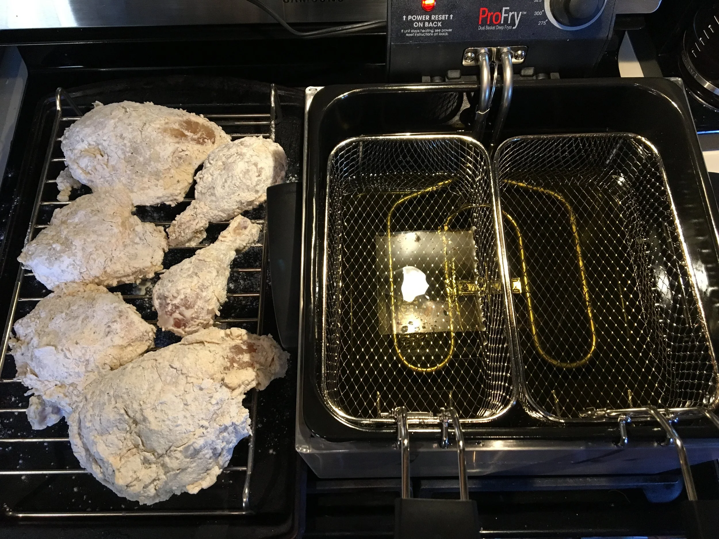 Let the breading dry a bit before frying 