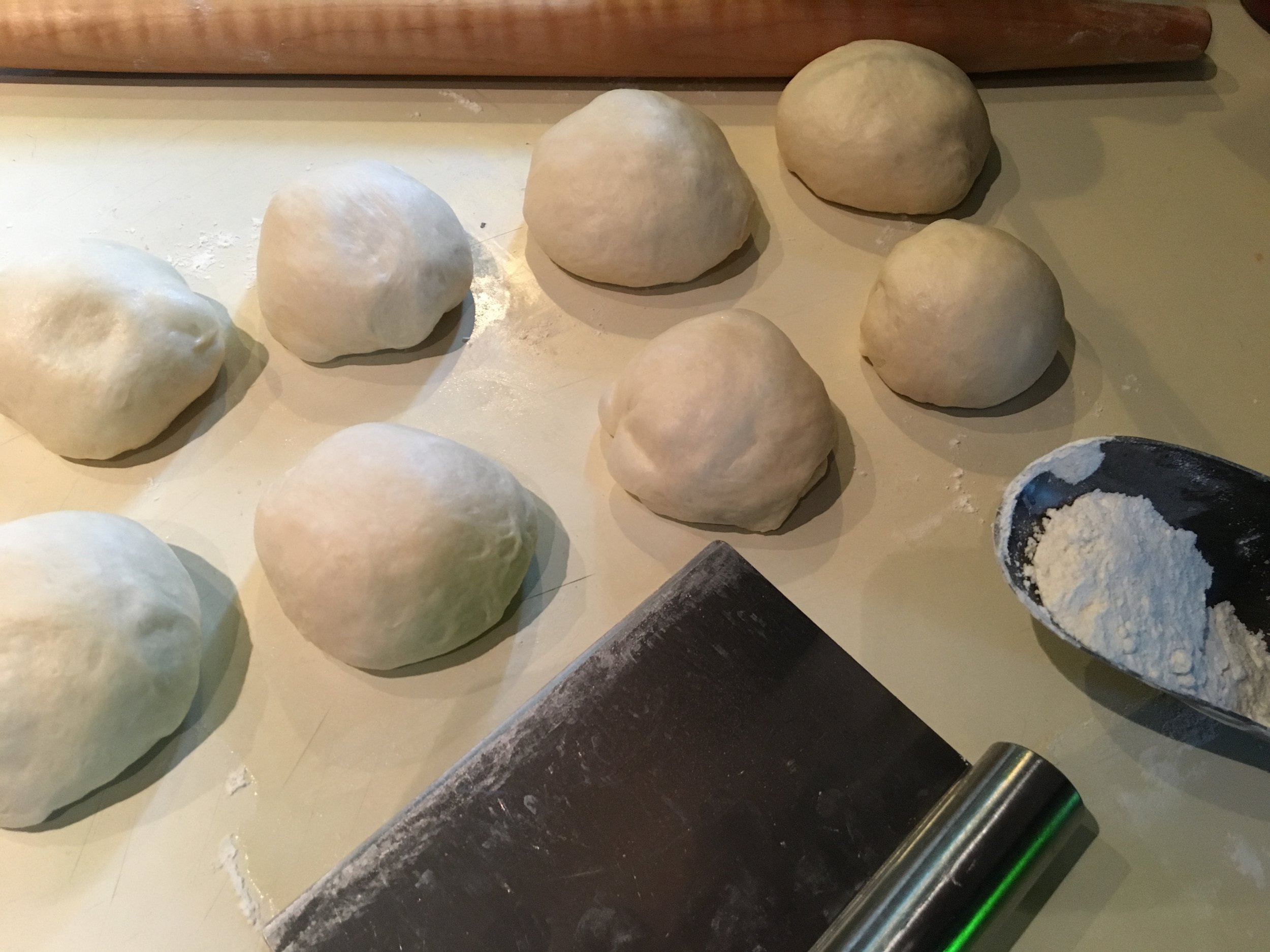 Dough portions ready to be rolled then grilled.