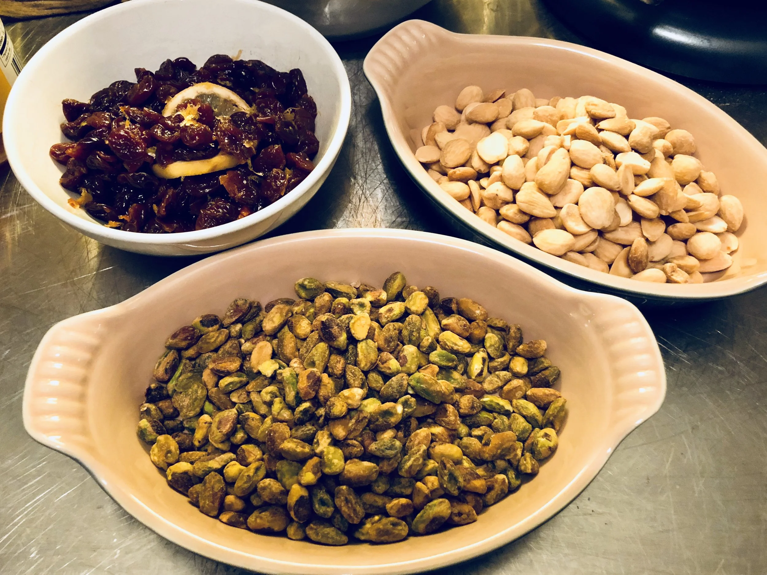 Cherries, roasted pistachio, and almonds