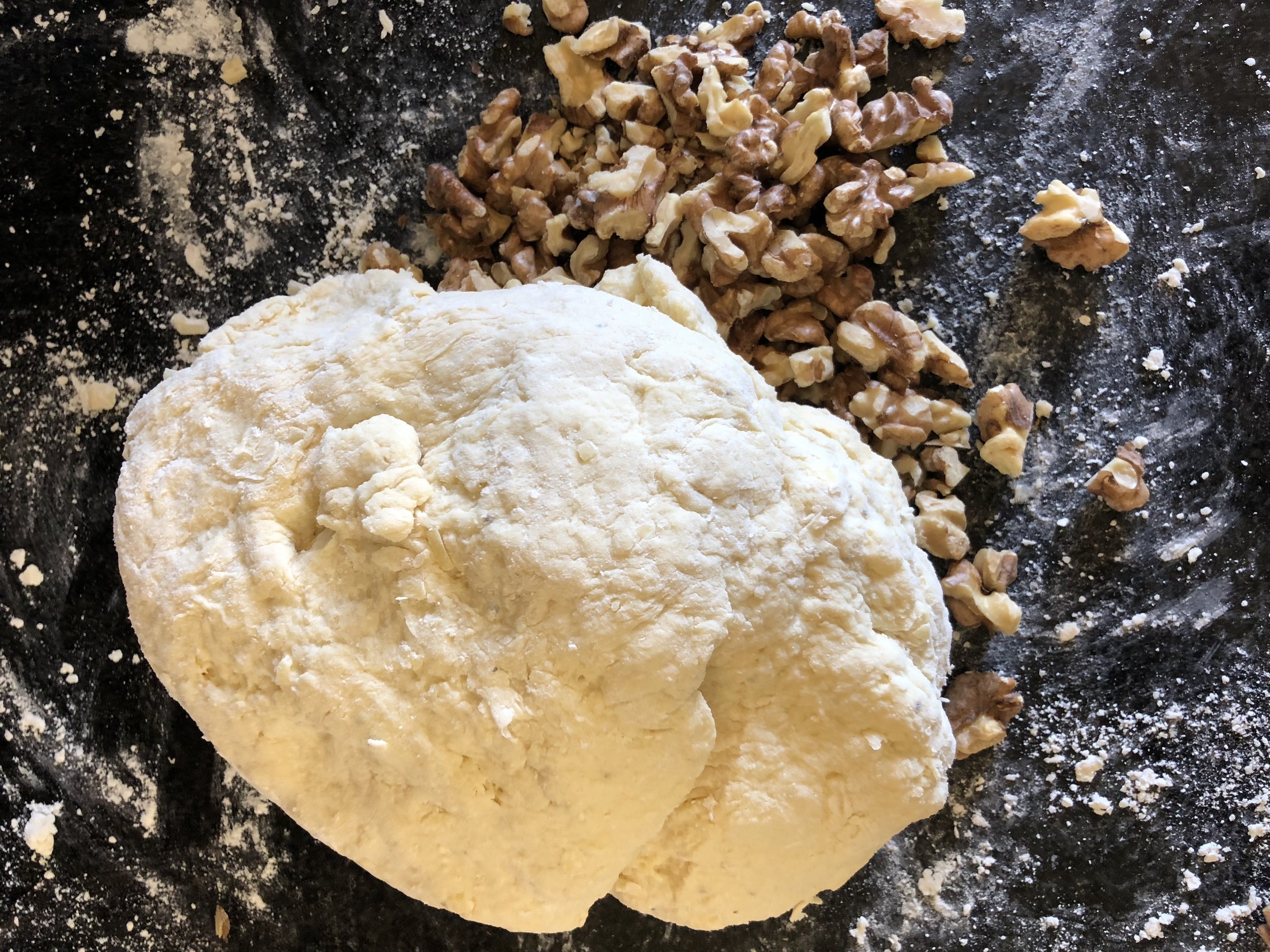 Work in the walnuts.