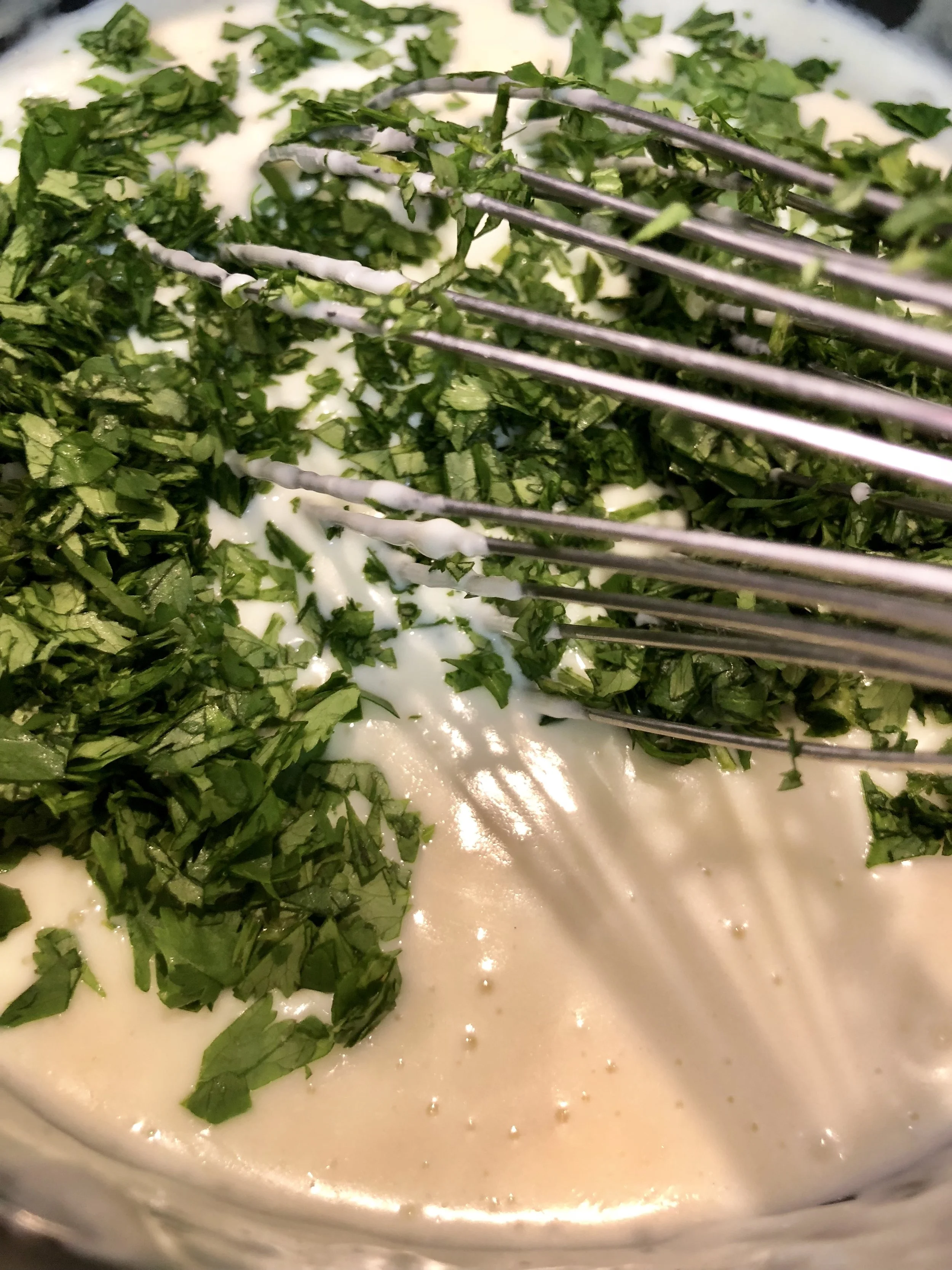 Cream Dreamy Asadero and Monterey Jack Cheese Sauce with Chopped Cilantro 