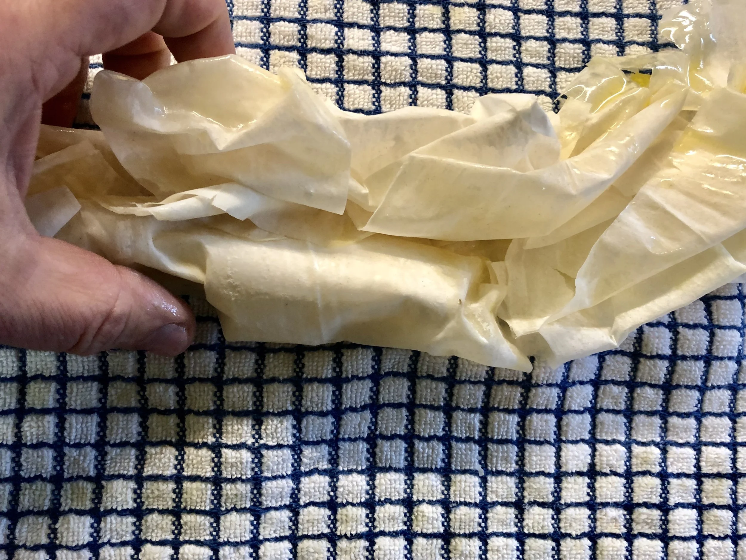 Ruffling up the buttered phyllo