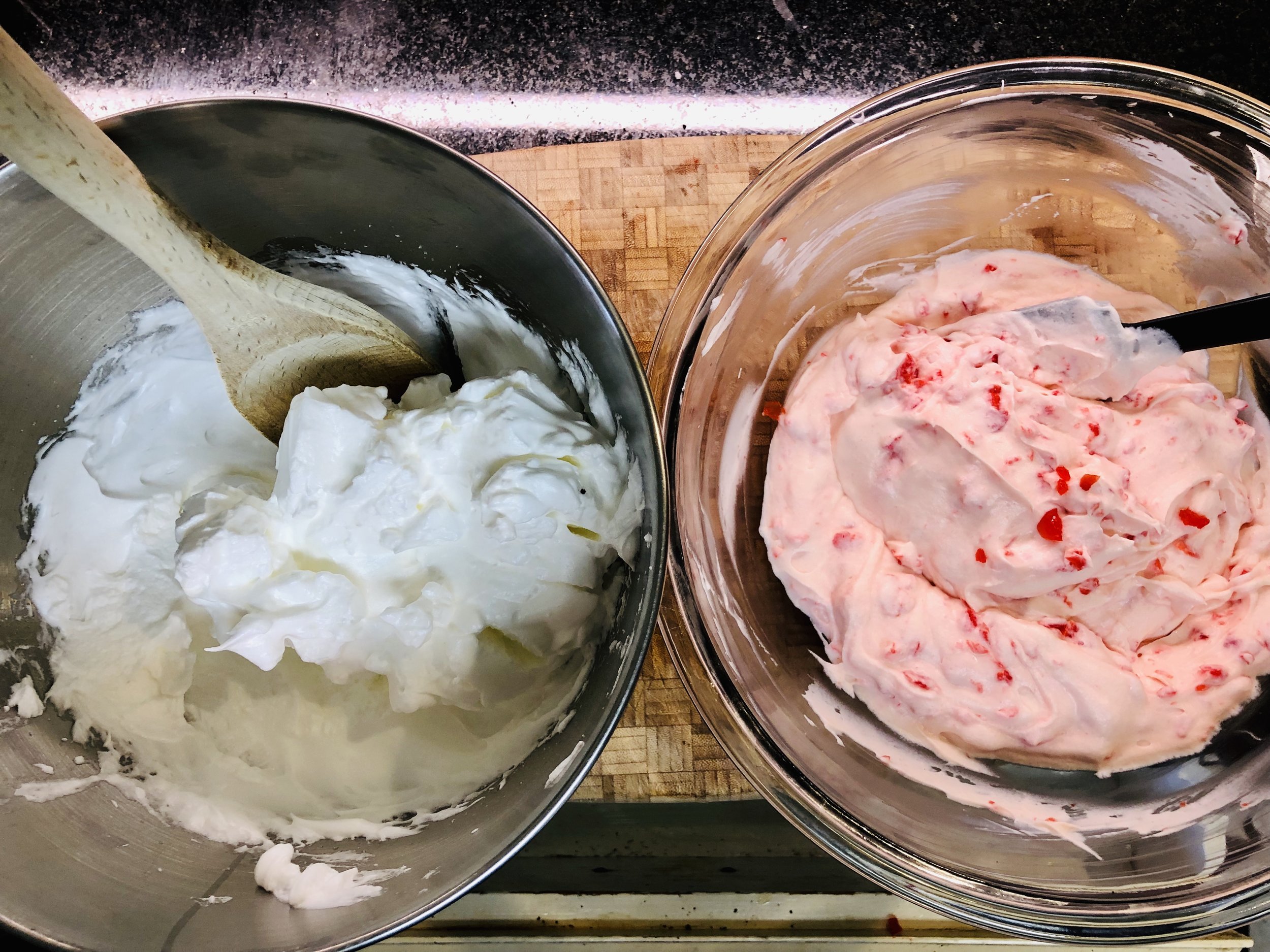 Egg white meringue and whipped cream mousse base