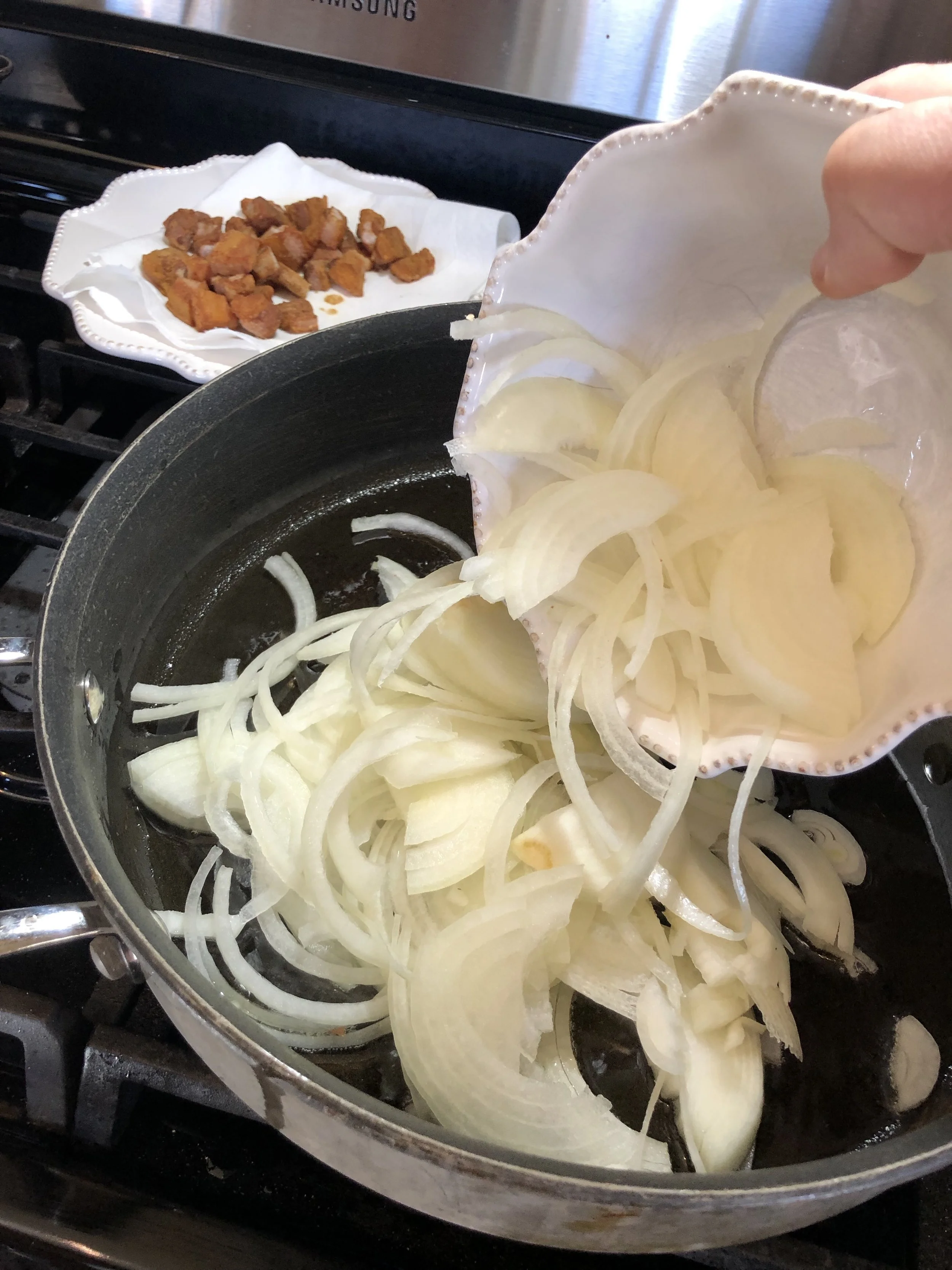 sautéing the onions.